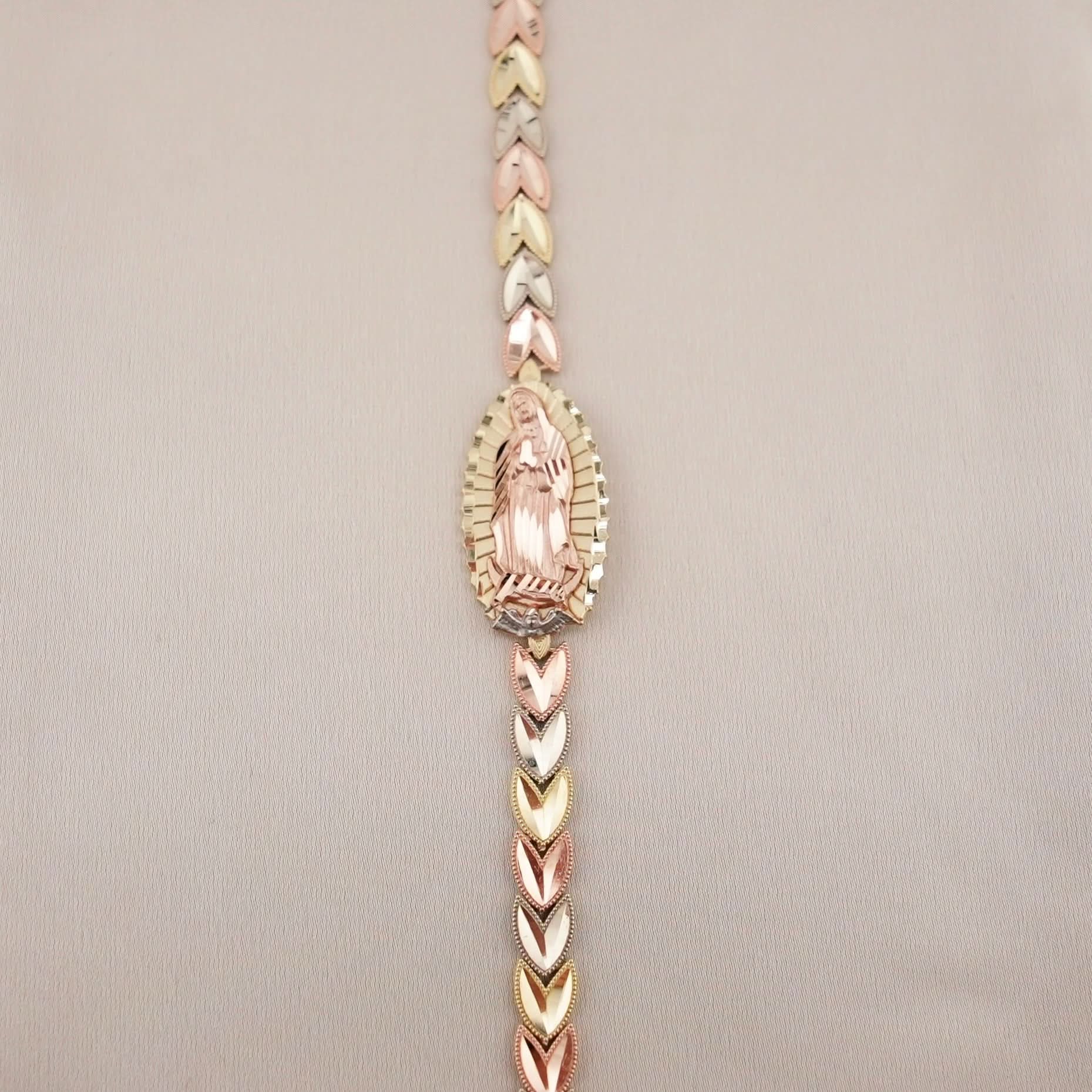 14k Gold Tri Color Virgencita Bracelet