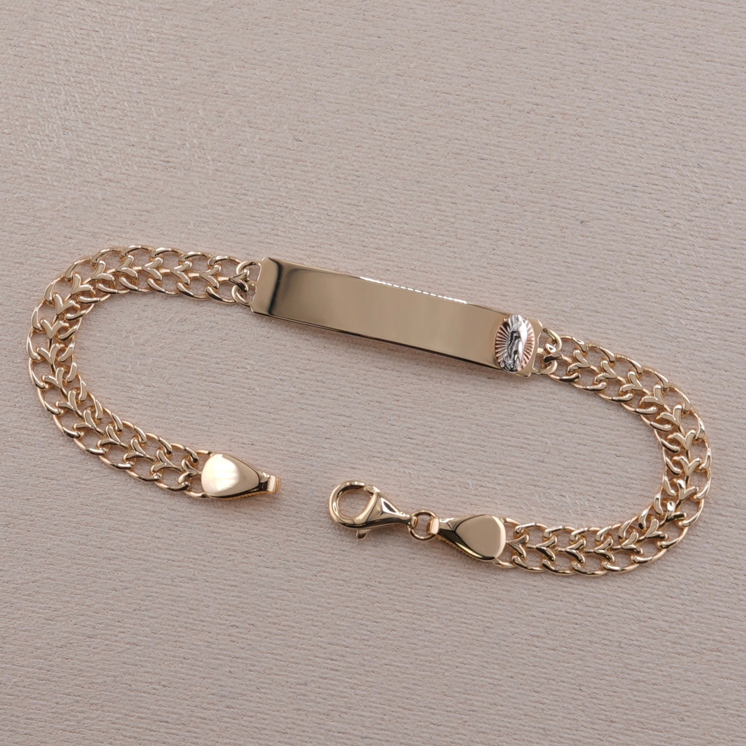 14k Gold Baby/Kid’s Petatillo Virgencita ID Bracelet 5mm