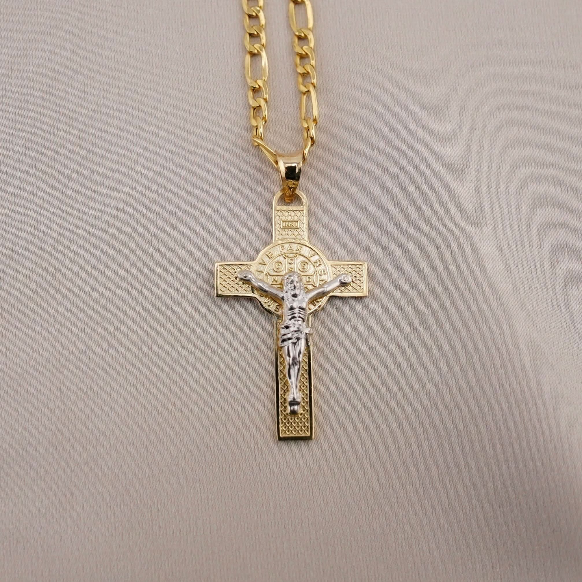 14k Gold Medium San Benito Cross Chain Set