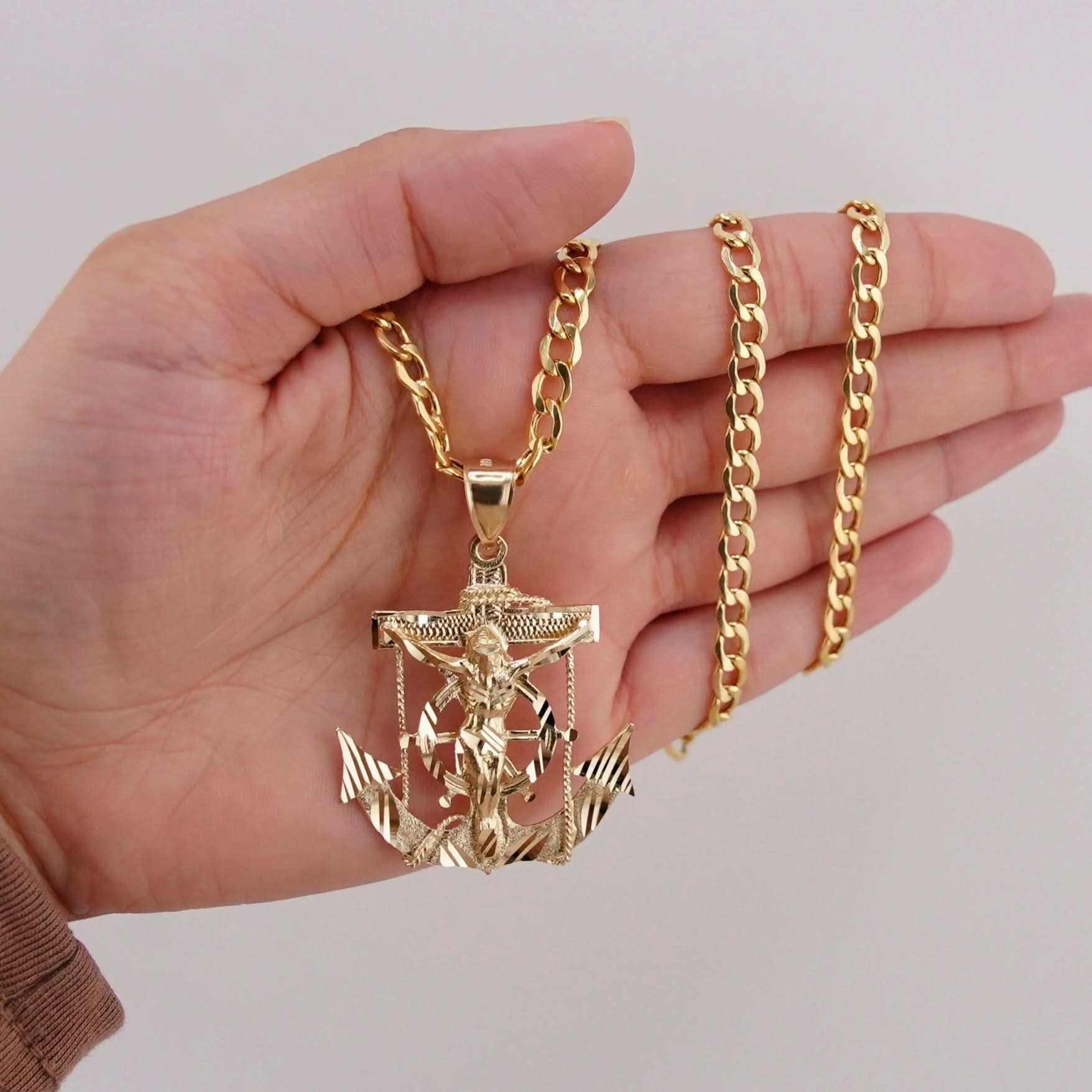 14k Gold Medium Anchor Chain Set