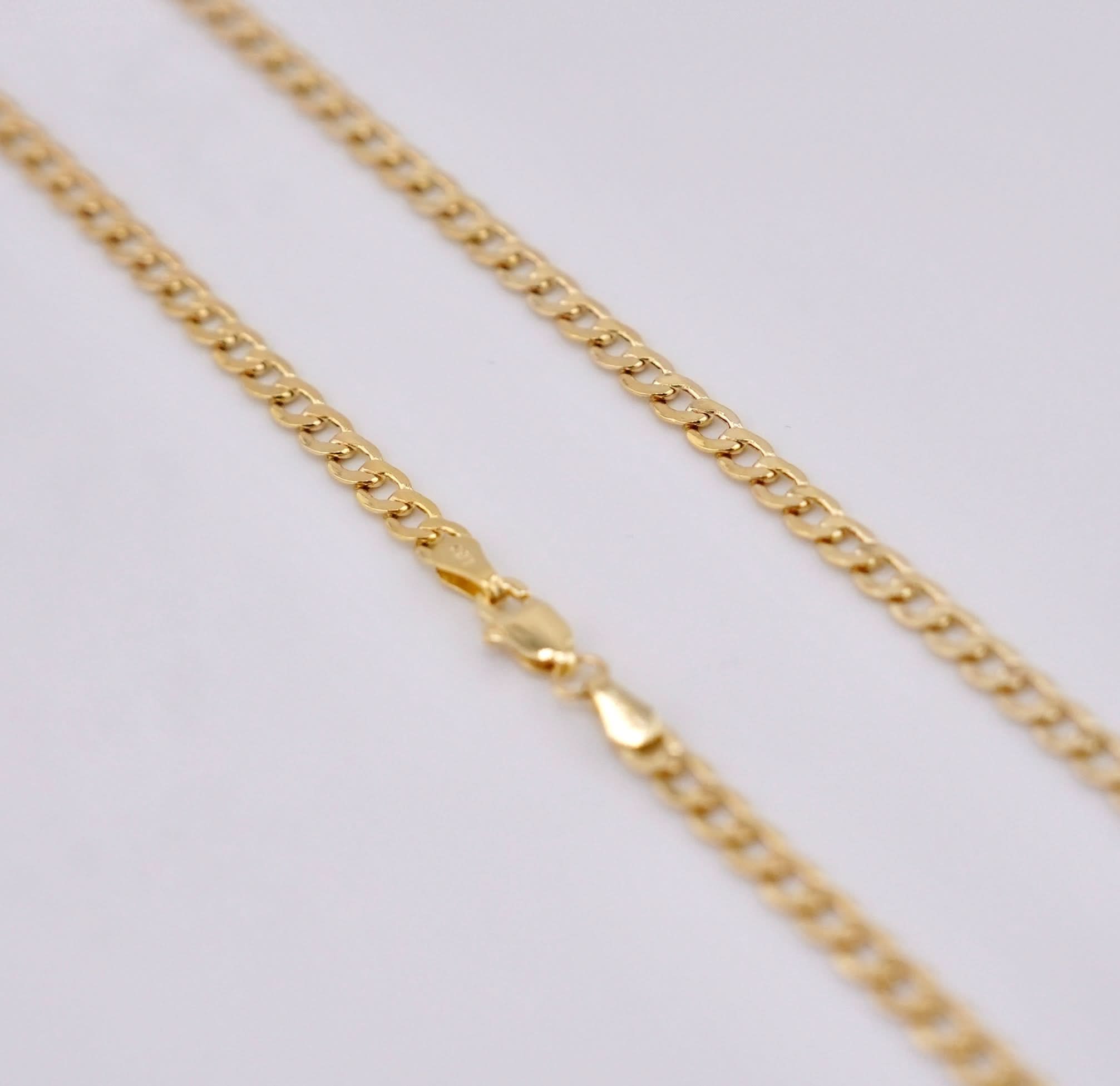 14k Gold Hollow Curb Chain 3mm