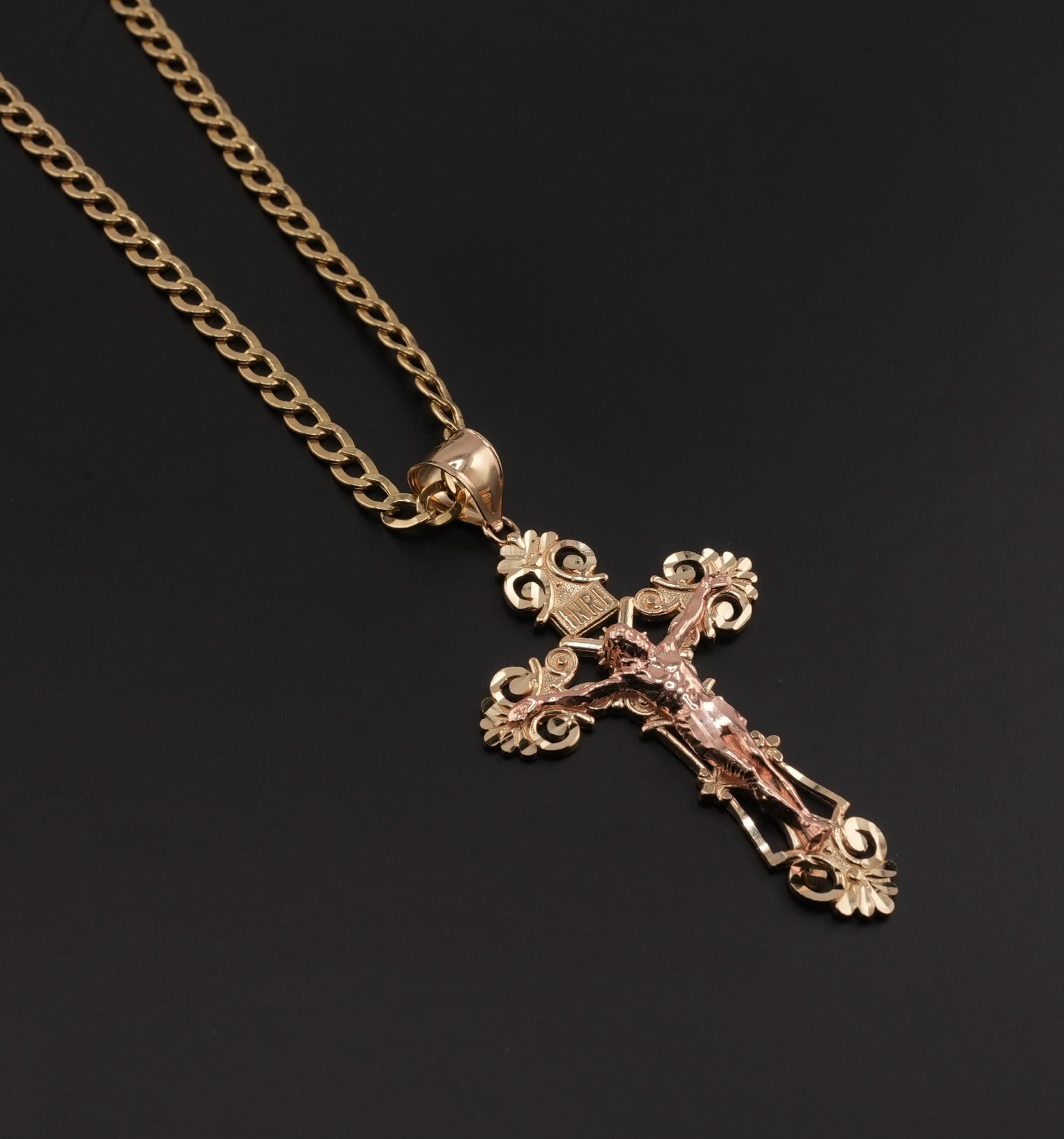 14K Gold Cross Chain Set