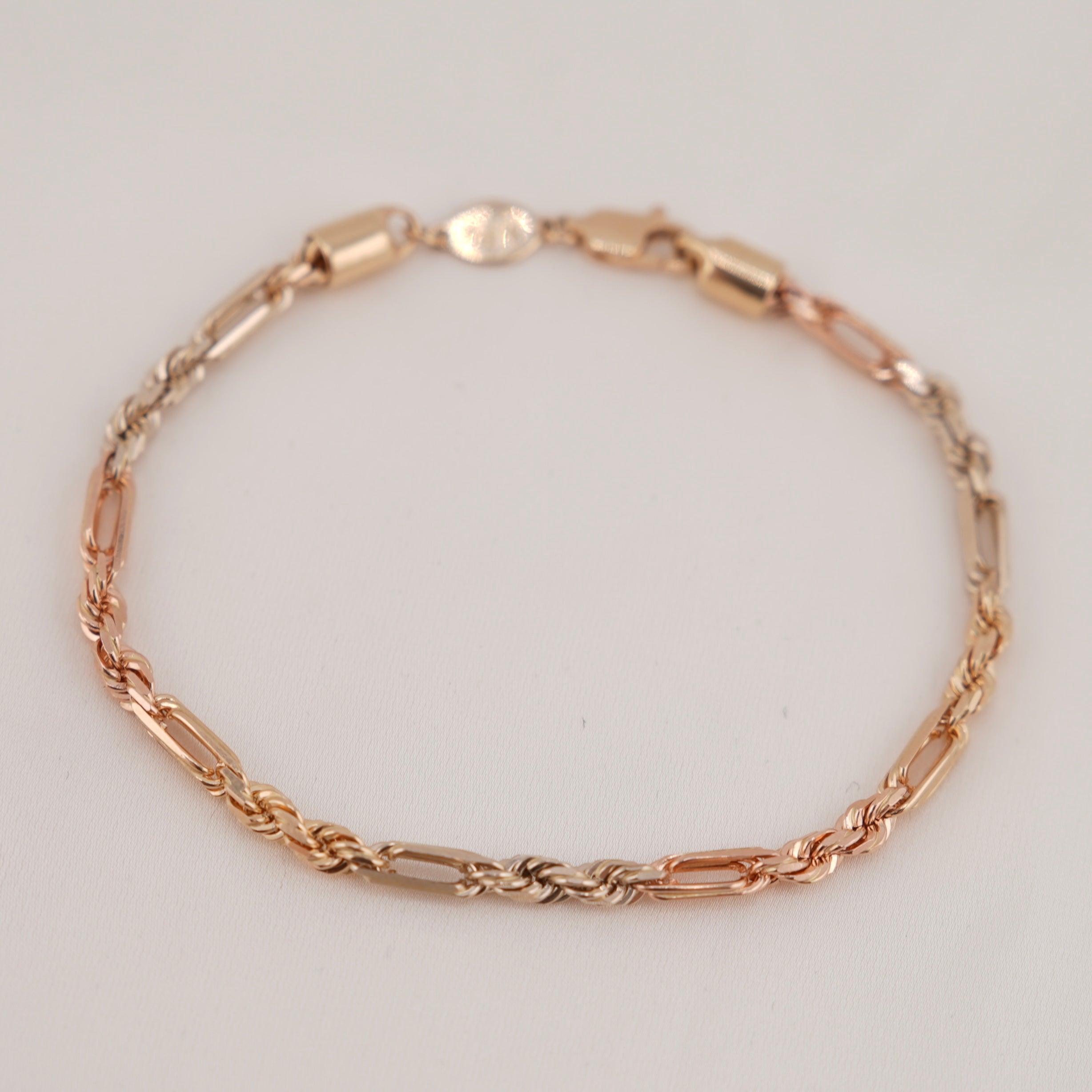 14k Gold Solid 3 Tone Milano Bracelet 3.5mm