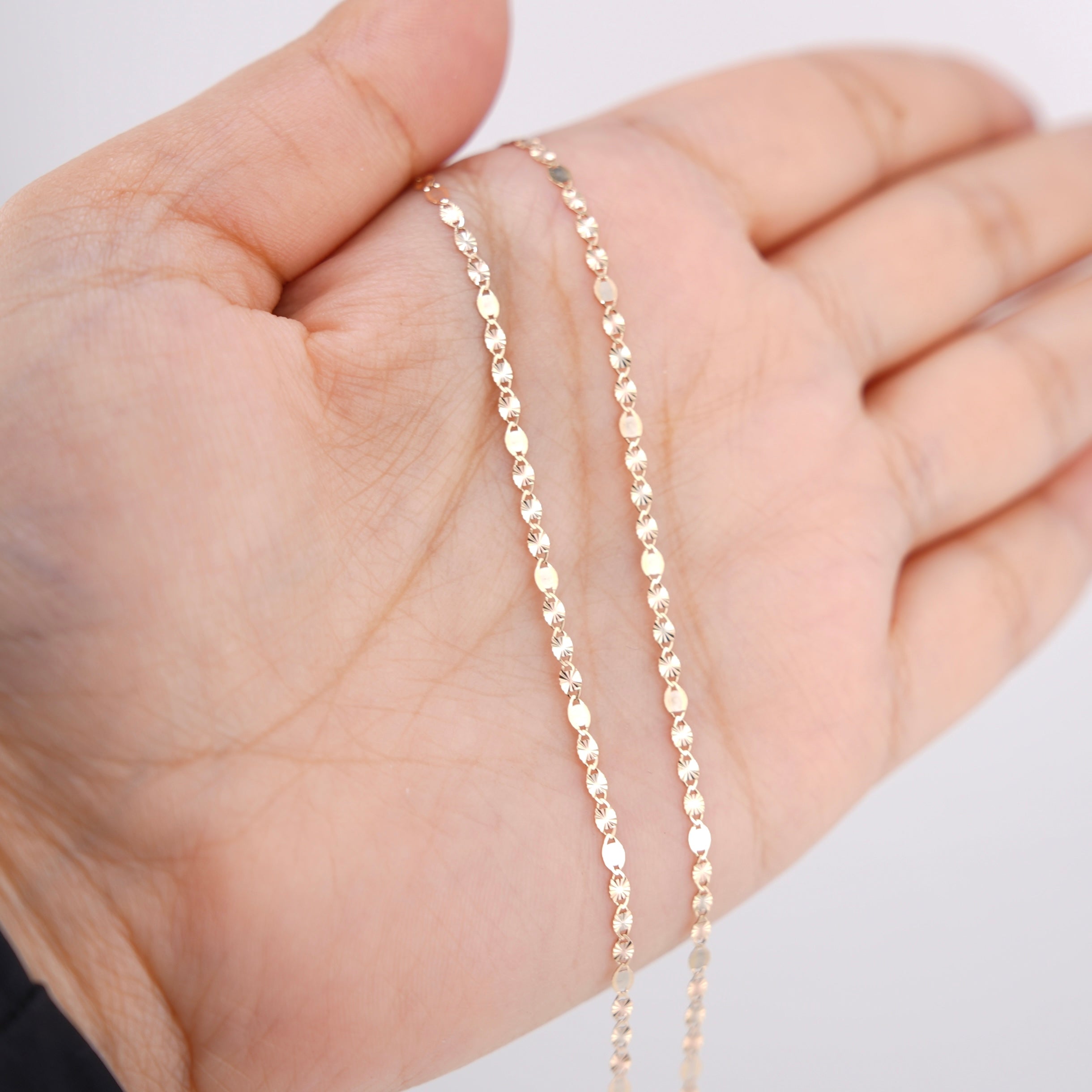 14k Gold Solid Light Star Valentino Chain 2mm