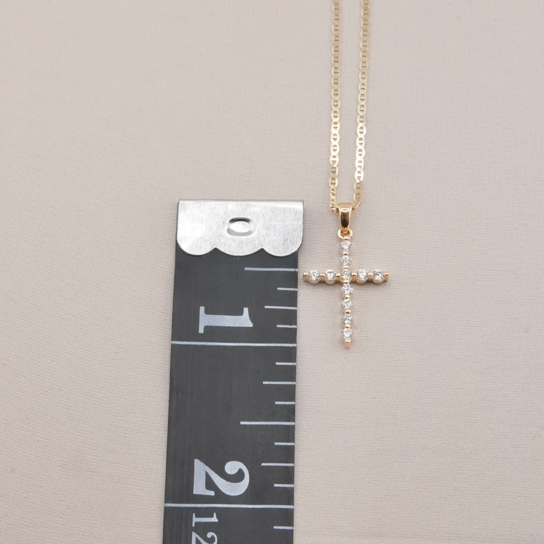 14k Gold Cross Chain Set . 010