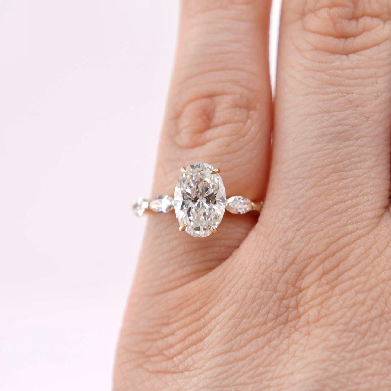 14k Gold Oval Lab Diamond Ring 2.02ct