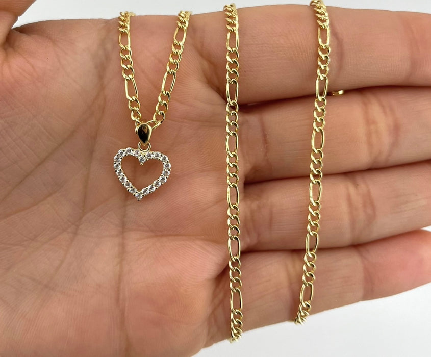14k Gold Heart Chain Set
