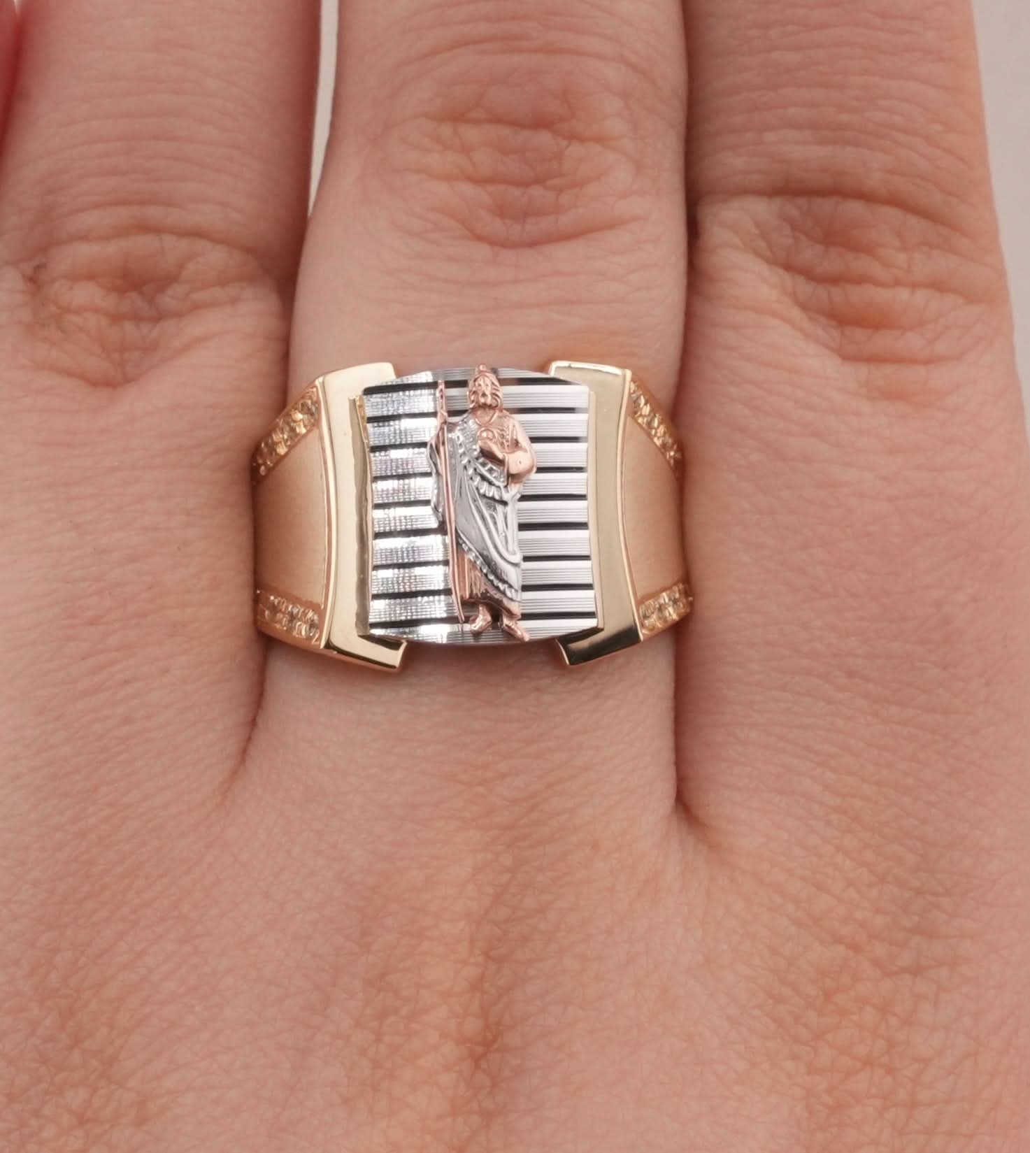 14K Gold San Judas Men's Ring