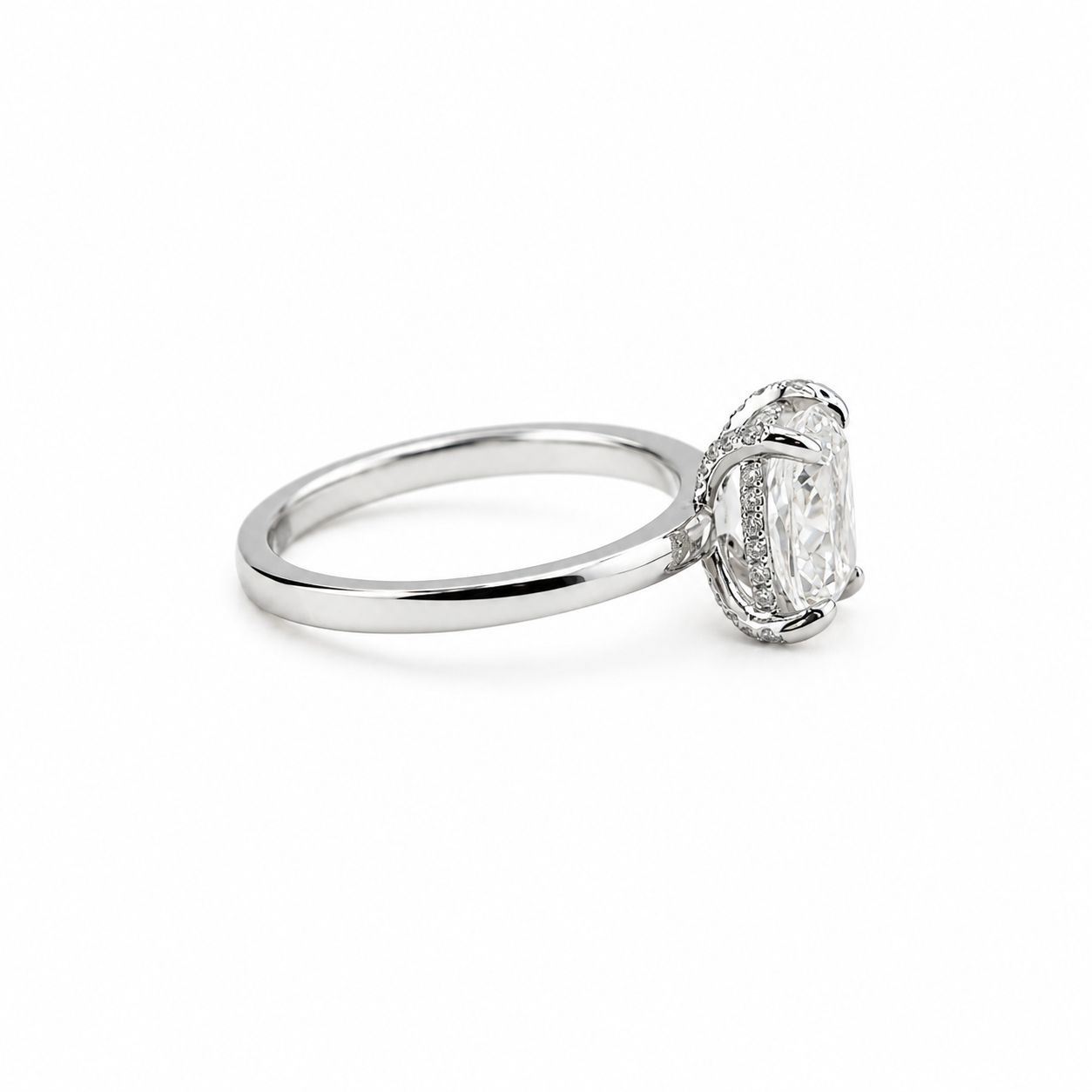 14k White Gold Cushion Lab Diamond Ring 1.65ct