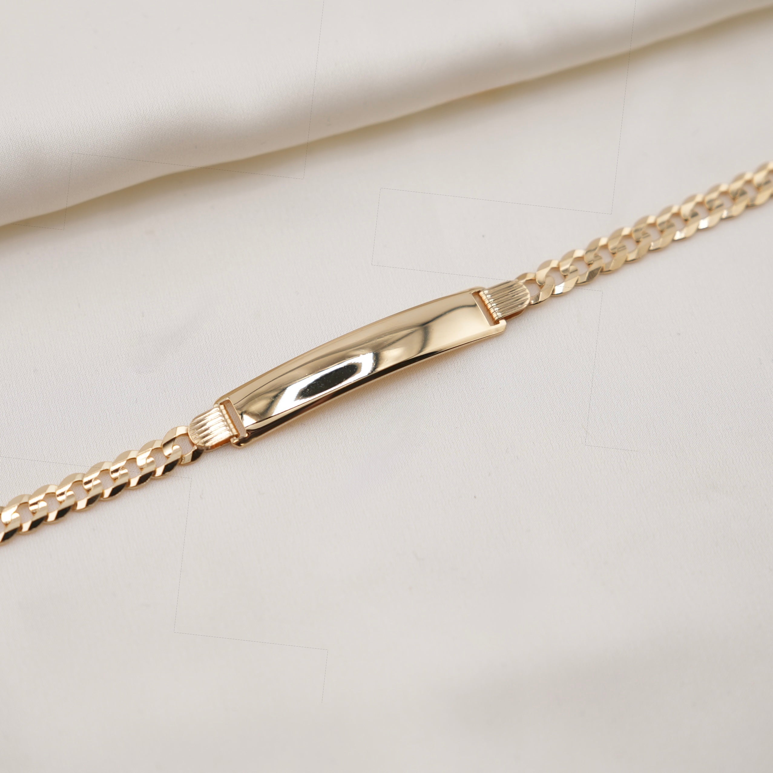 14k Gold Solid 5.5mm Curb ID Bracelet