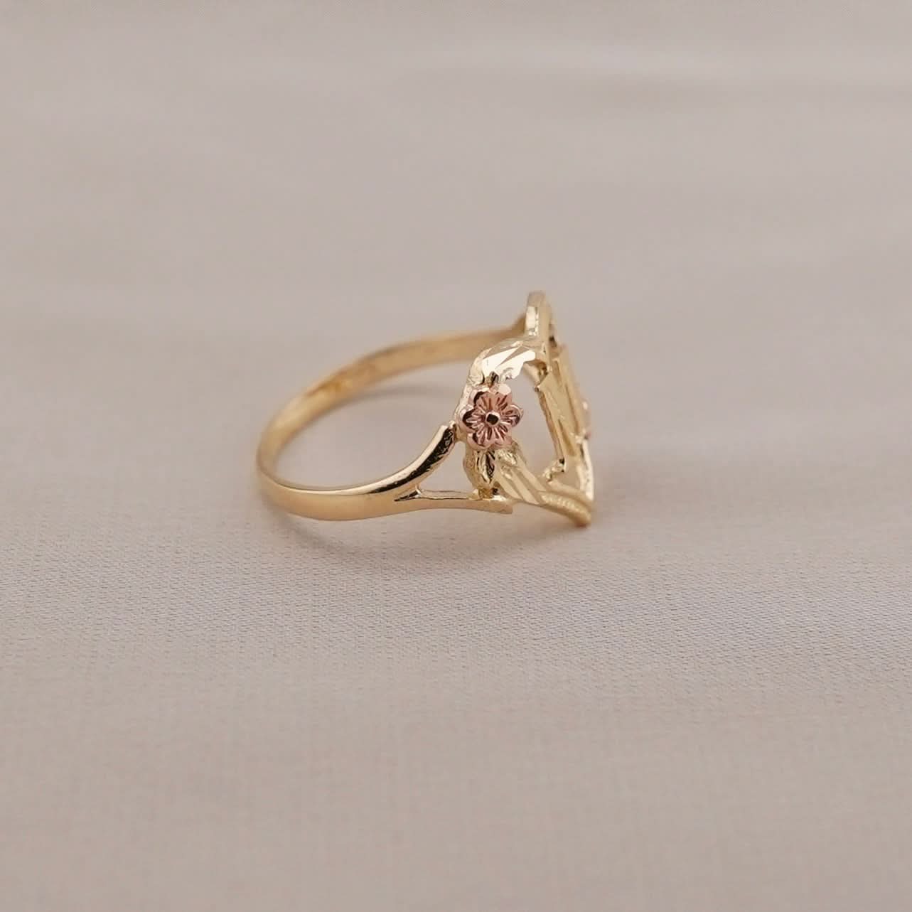 14K Gold Initial Heart Women’s Ring . 026