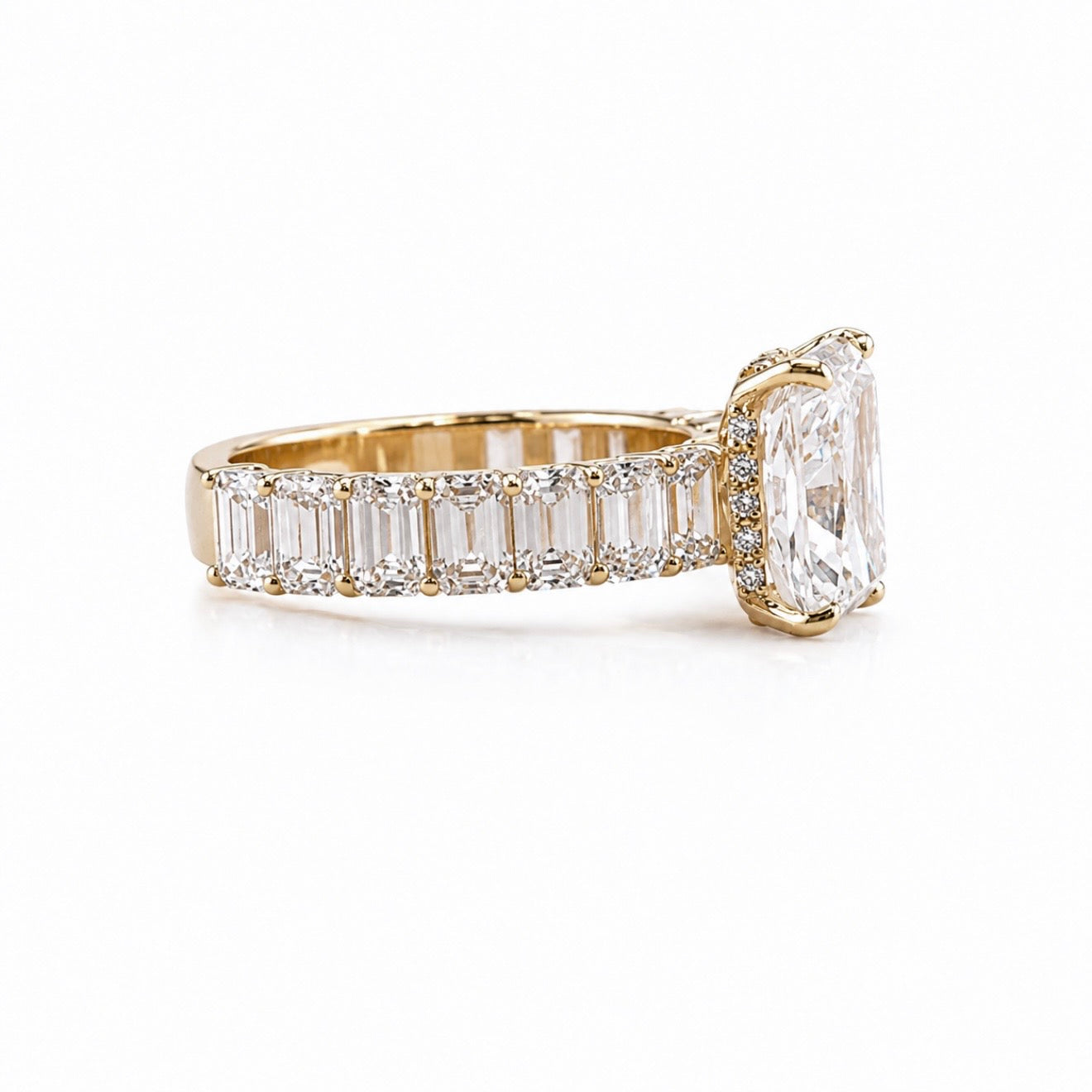 14k Gold Radiant Lab Diamond Ring 3.10ct