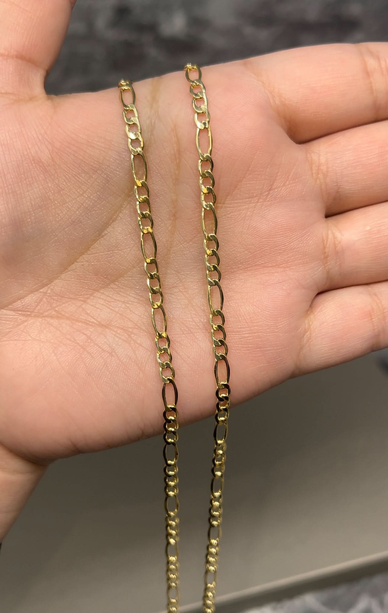 14k Gold Hollow Figaro Chain 3mm . 080