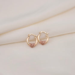 14k Gold Hollow Mini Heart Hoop Earrings