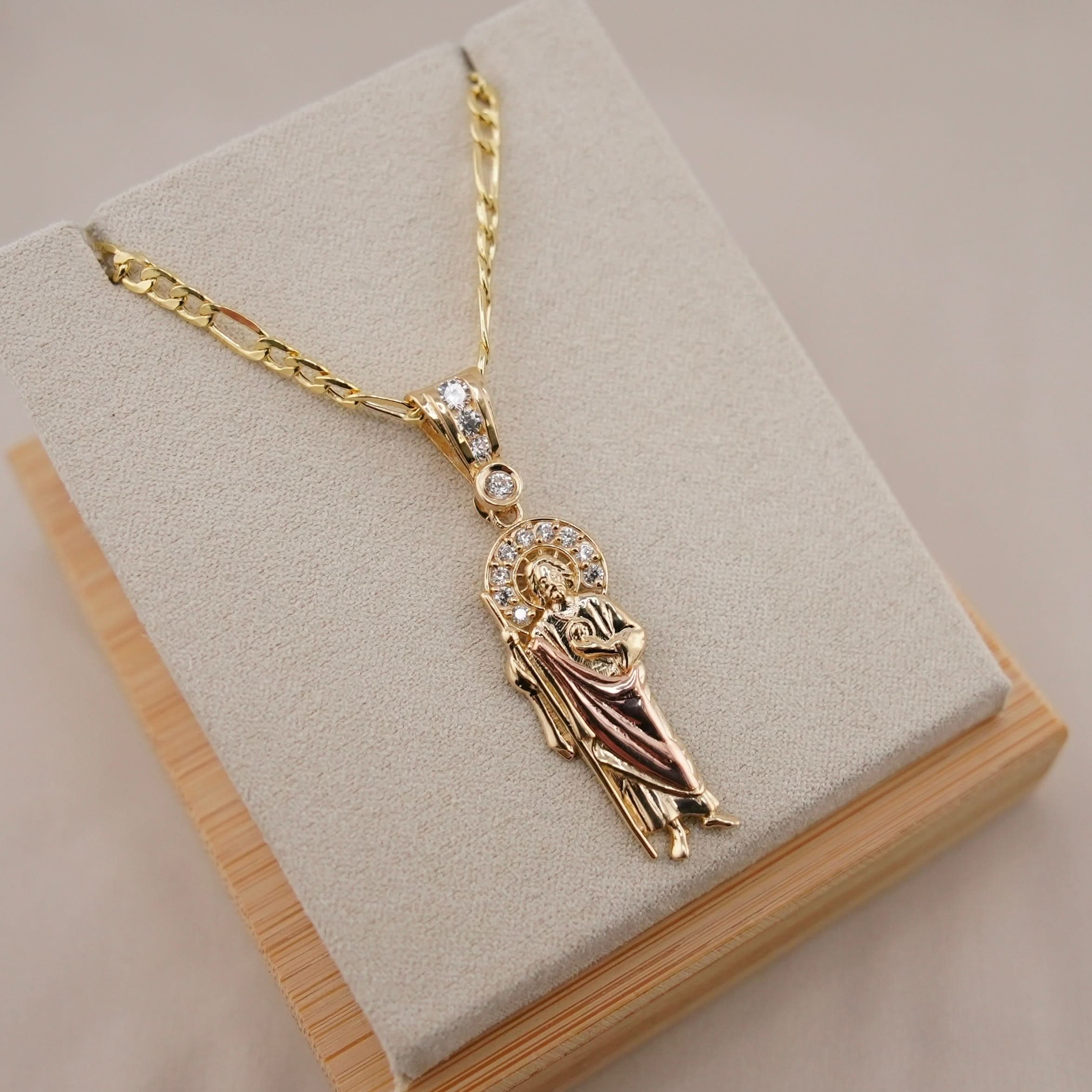 14k Gold Small San Judas Chain Set