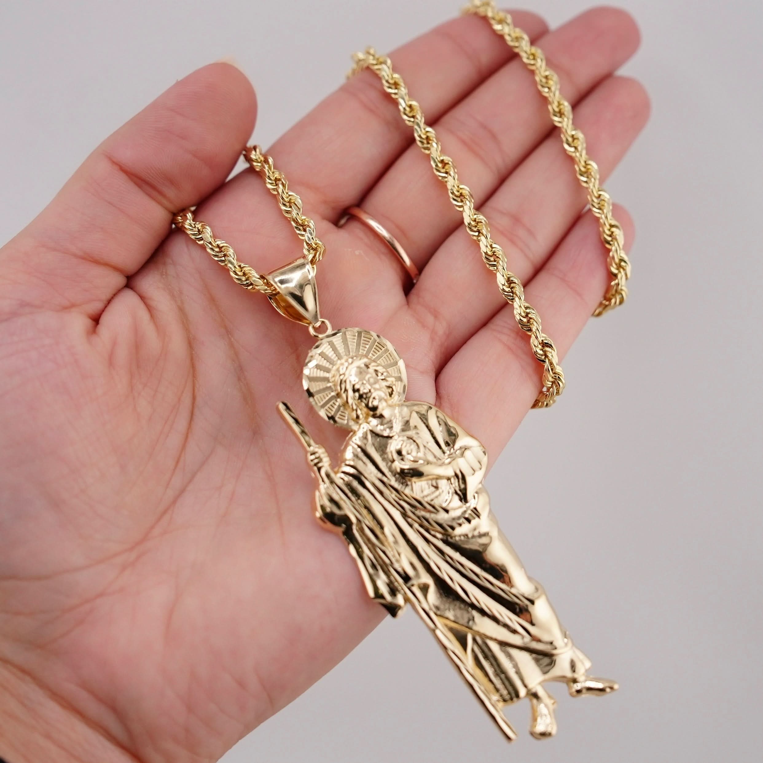 14k Gold Large San Judas Chain Set