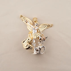 14k Gold Large Saint Michael Archangel Pendant