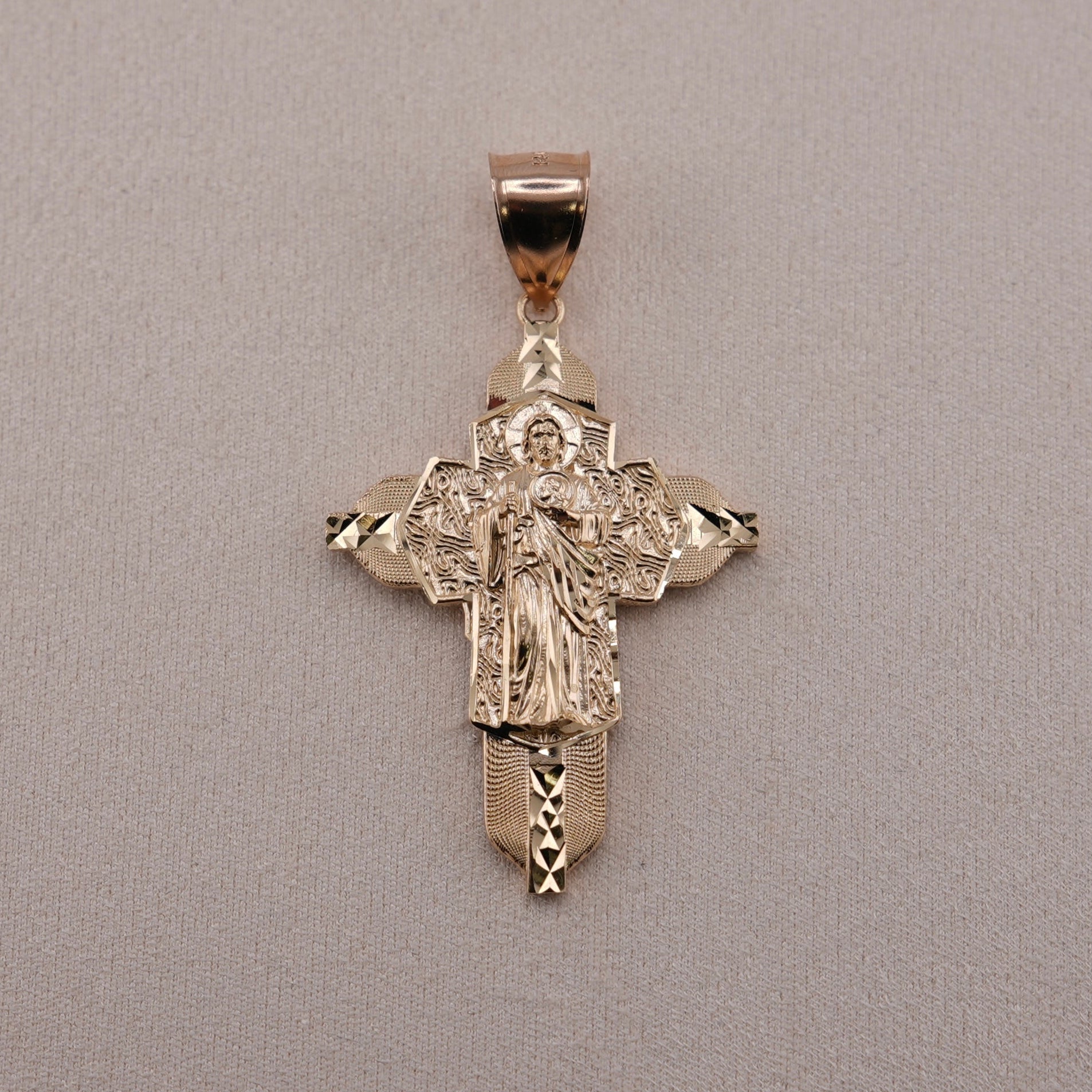 14k Gold Large San Judas Cross Pendant