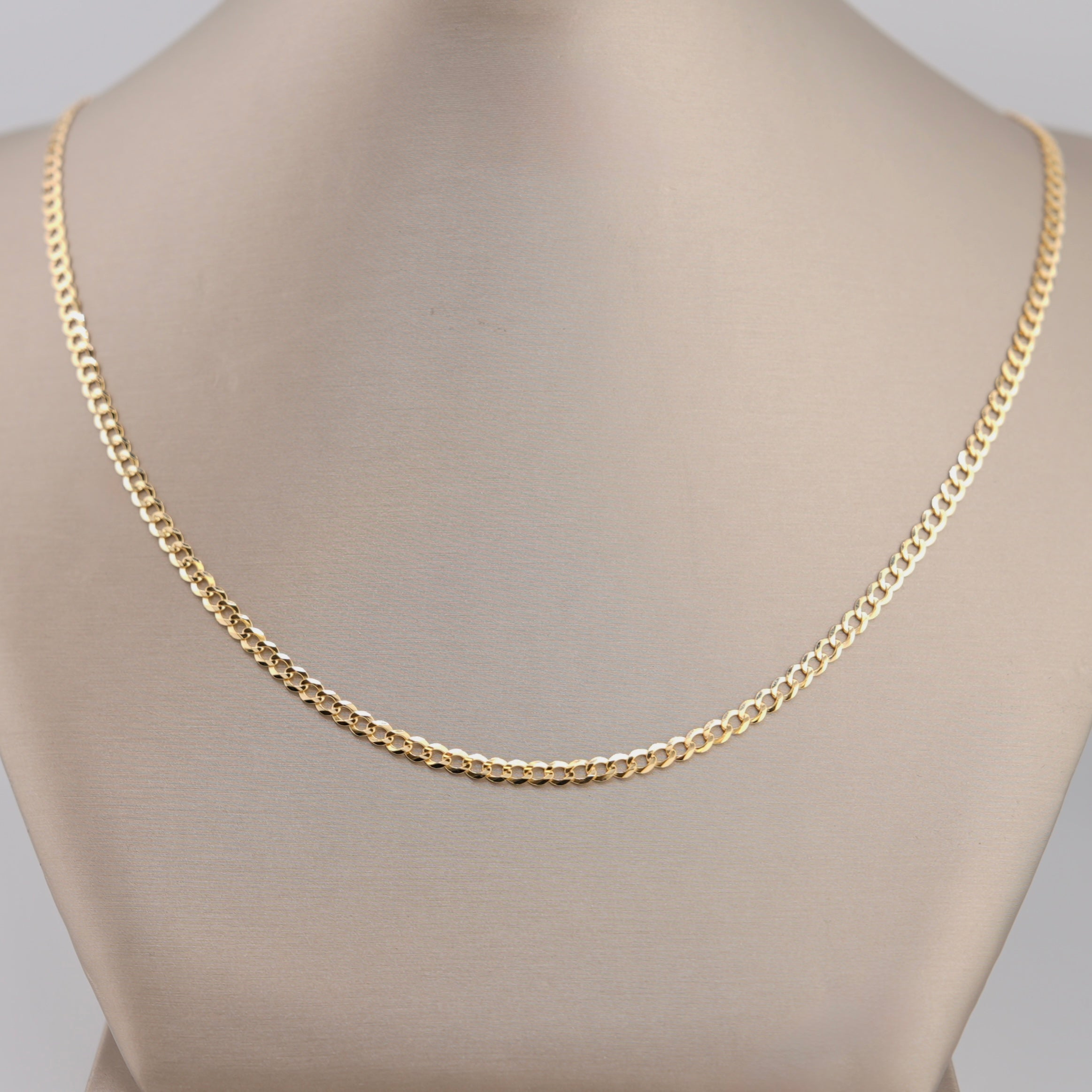 14k Gold Solid Curb Chain 3.5mm