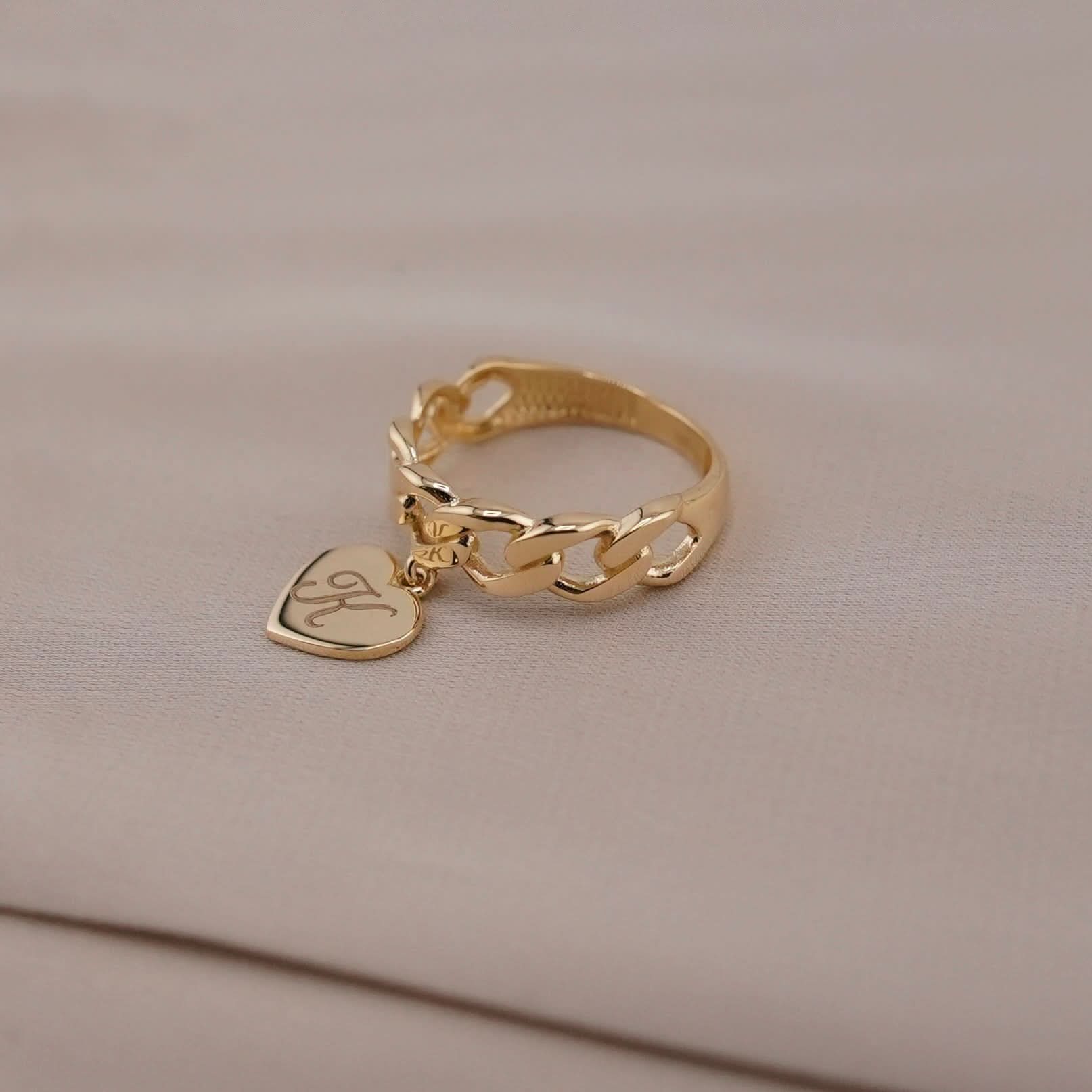 14k Gold Initial Cuban Ring