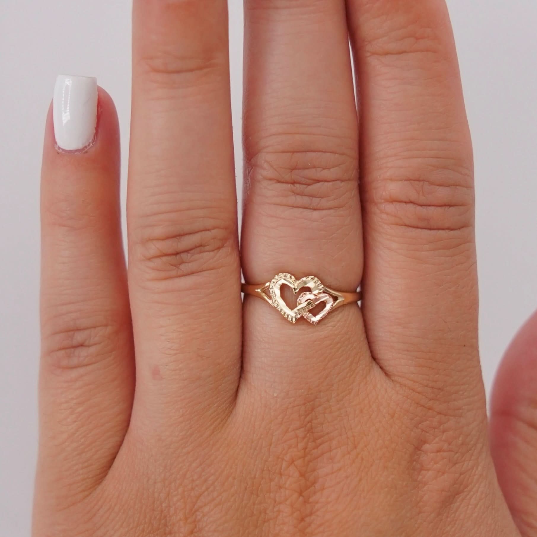 14k Gold Double Heart Ring