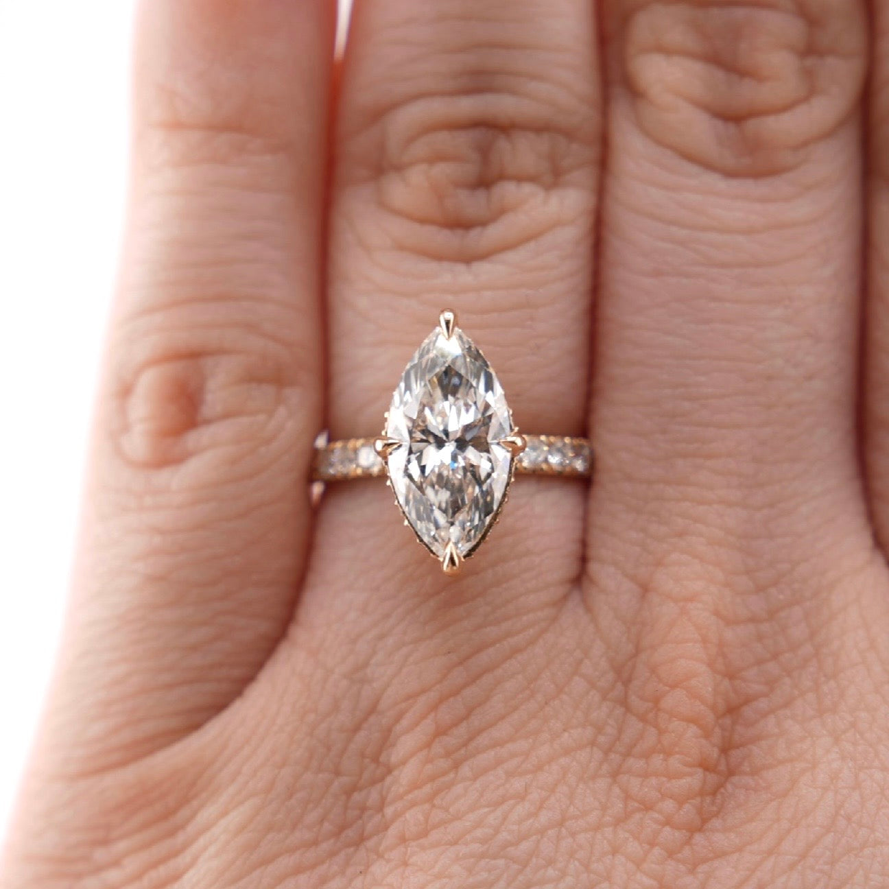 14k Gold Marquise Lab Diamond Ring 3.10ct