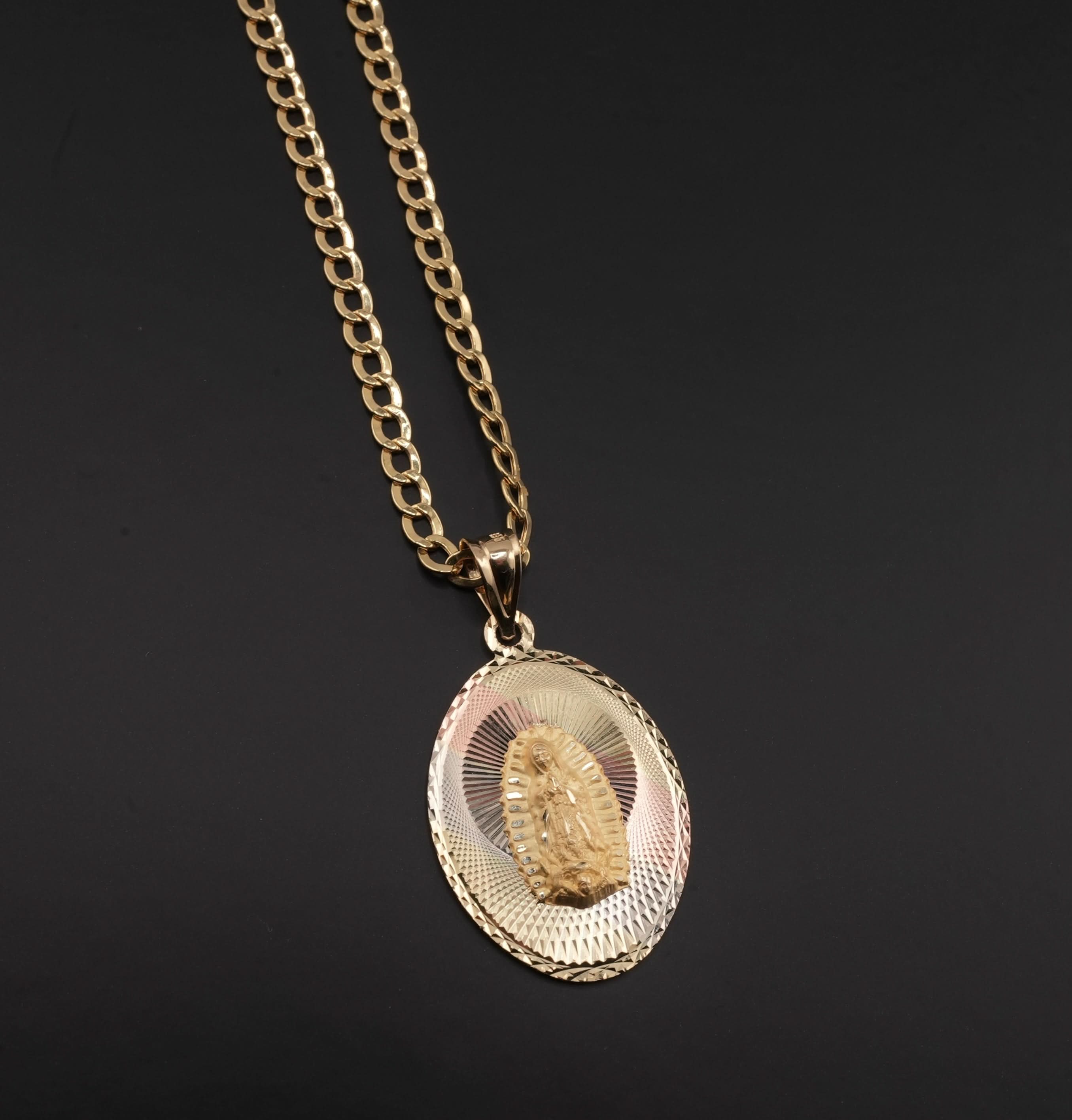 14k Gold Double Sided Virgencita & San Judas Chain Set