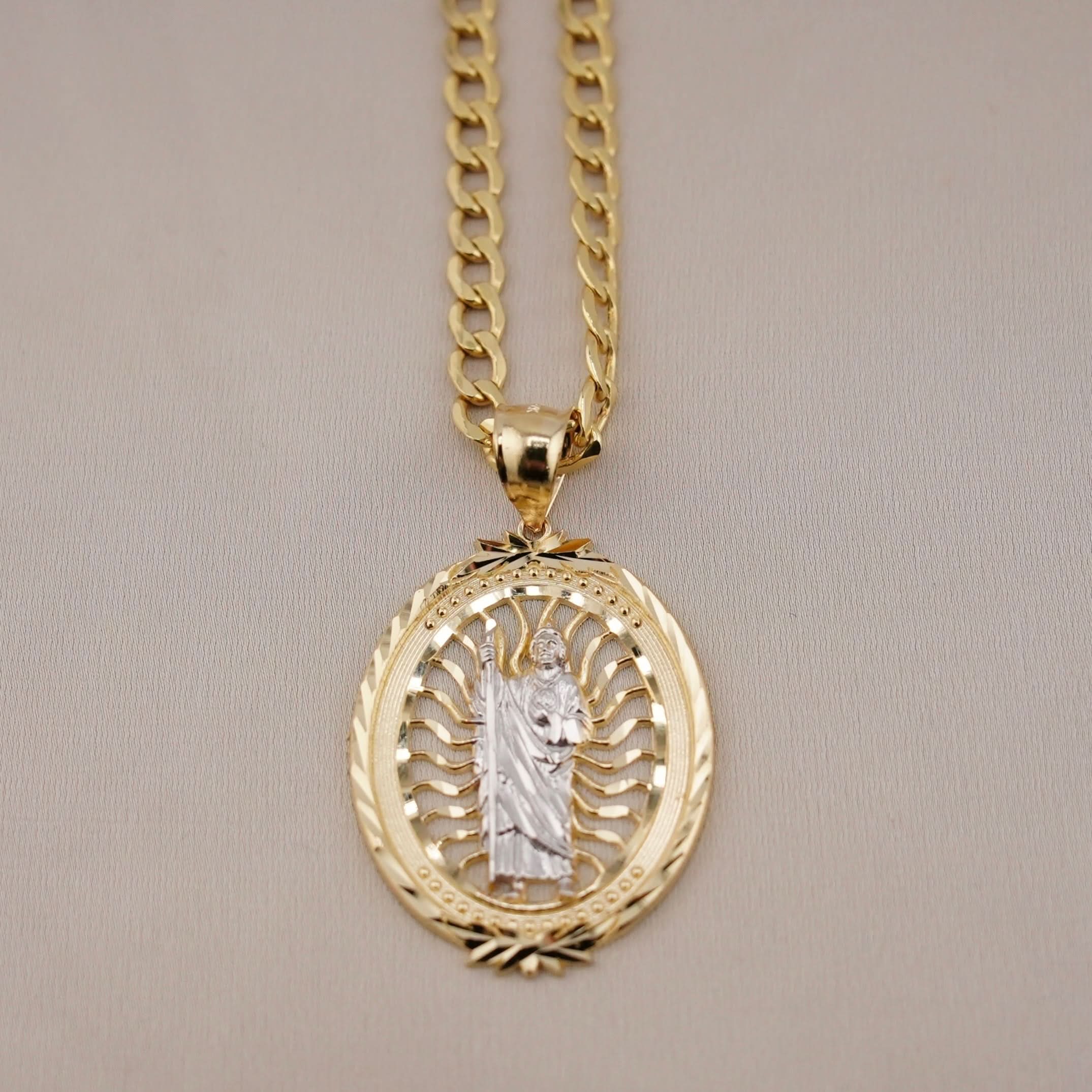 14k Gold San Judas Chain Set
