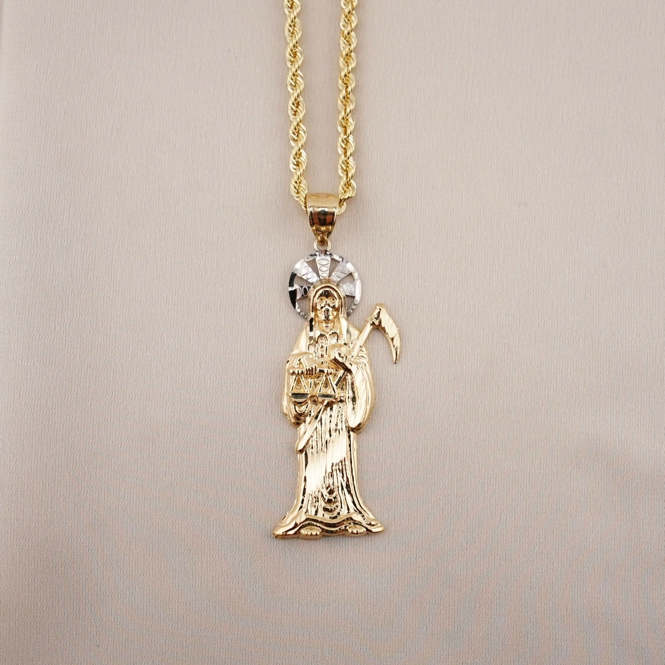 14k Gold Santa Muerte Chain Set