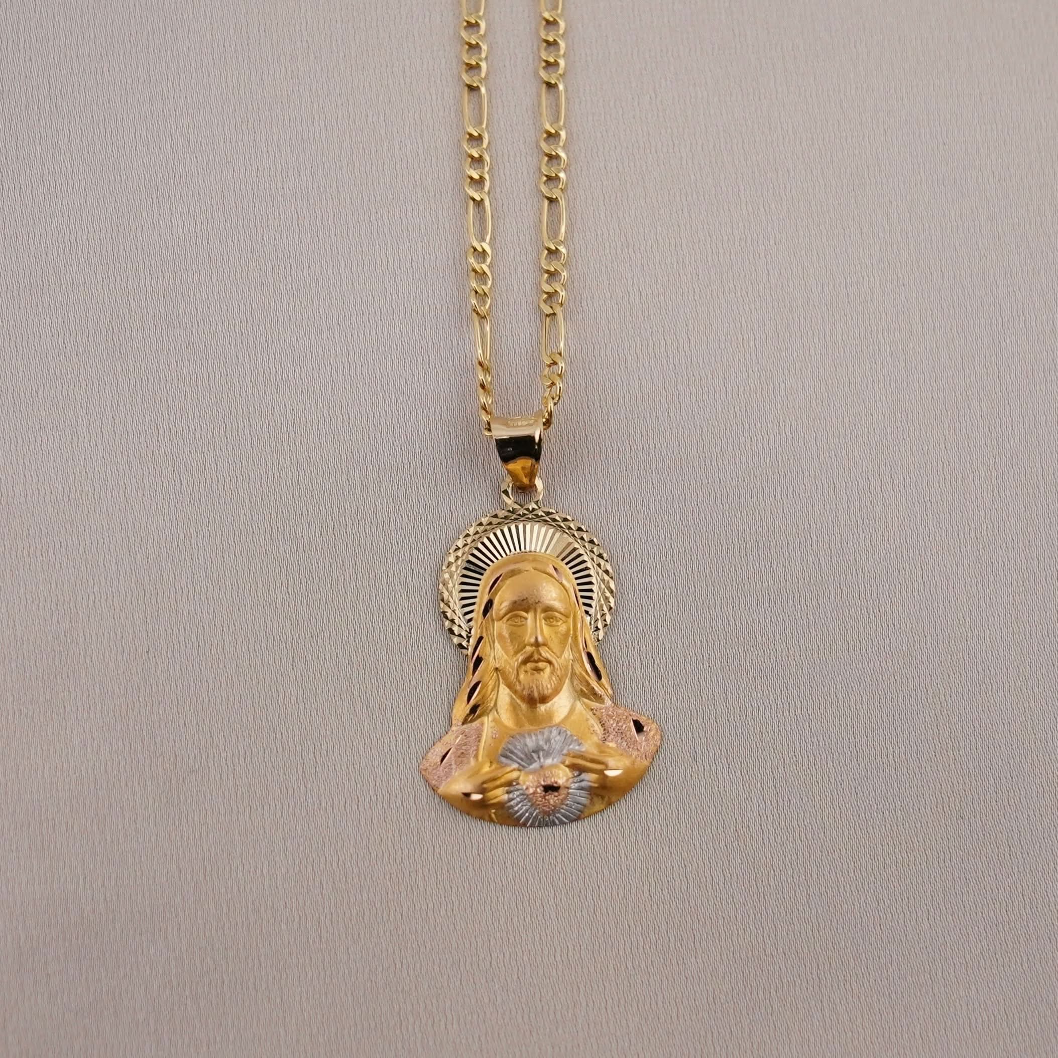 14k Gold Small Jesus Chain Set