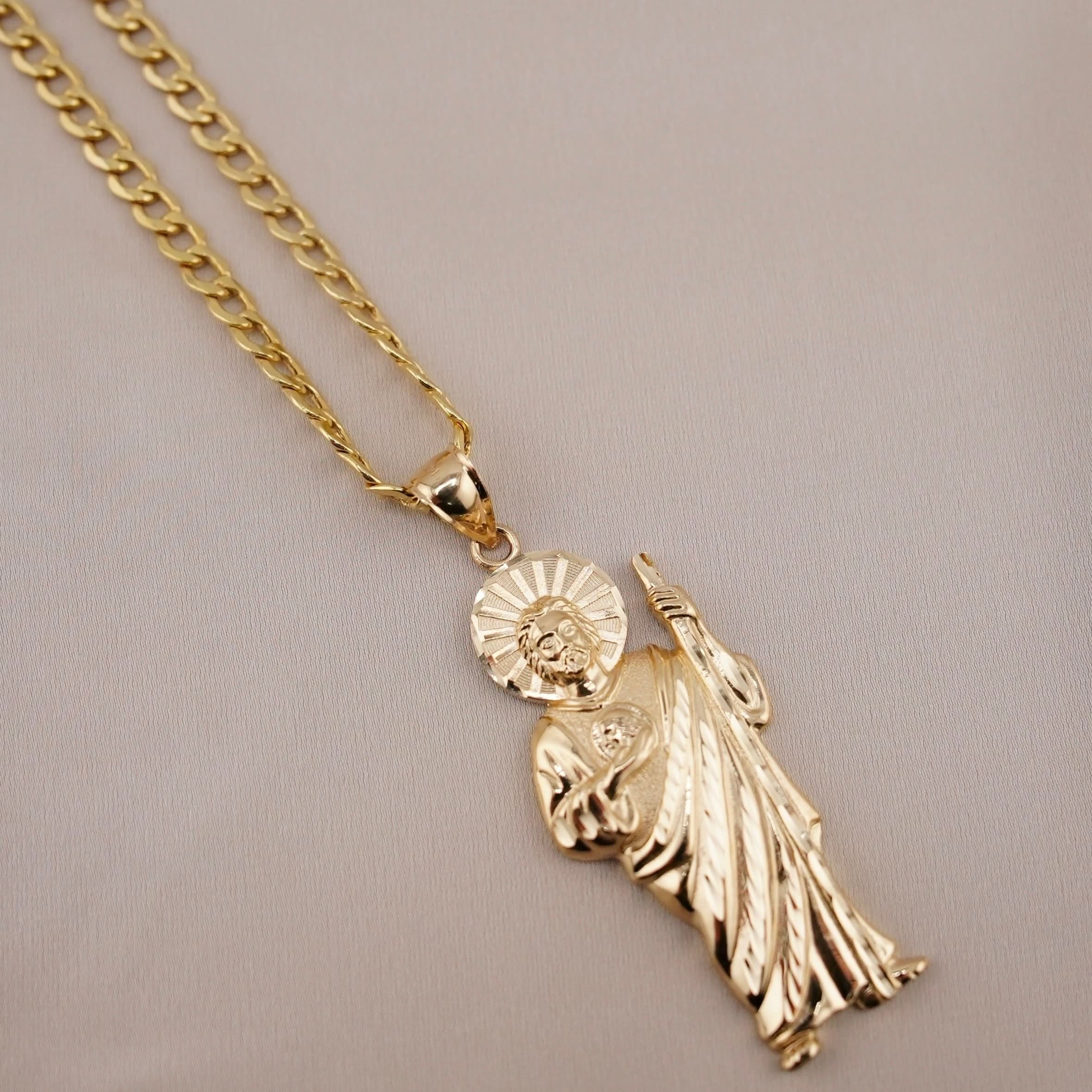 14k Gold San Judas Chain Set