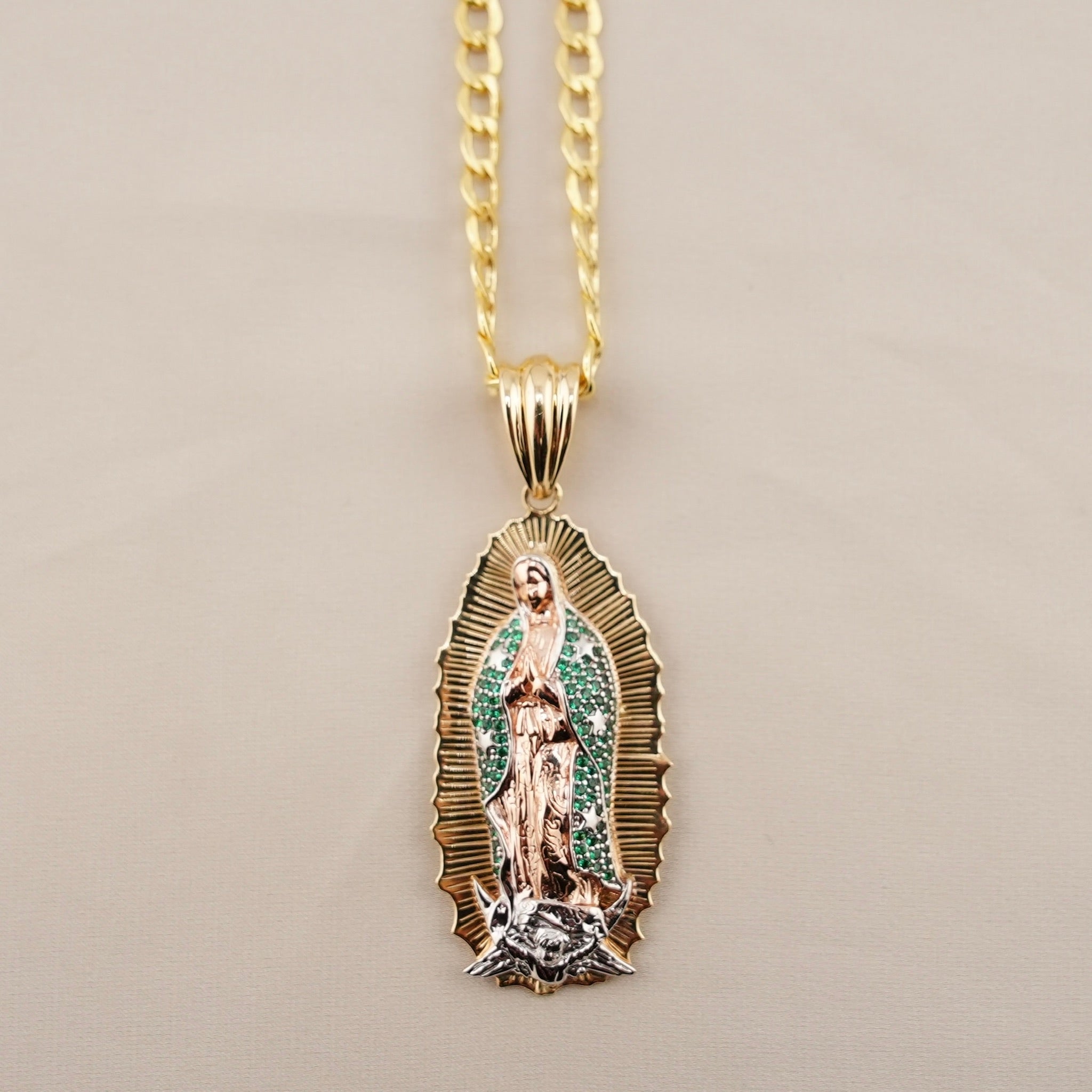 14k Gold XL Virgencita Chain Set