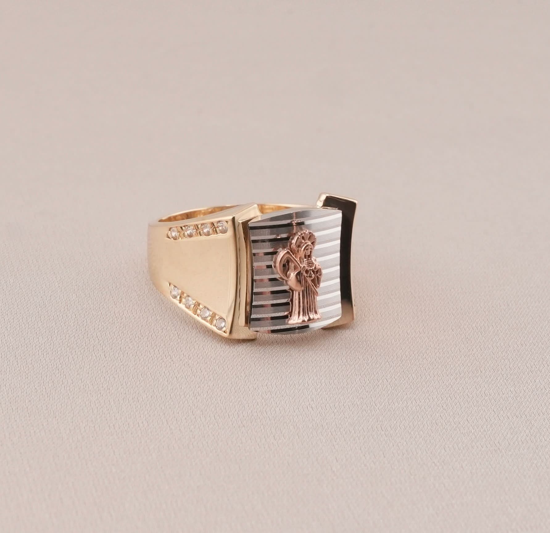 14K Gold Santa Muerte Men's Ring