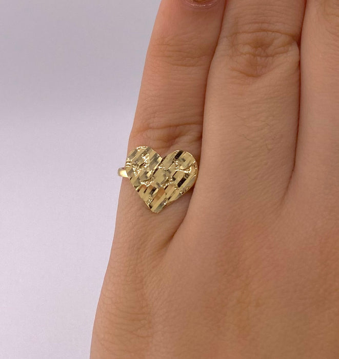 14k Gold Women’s Nugget Heart Ring CBRW#10