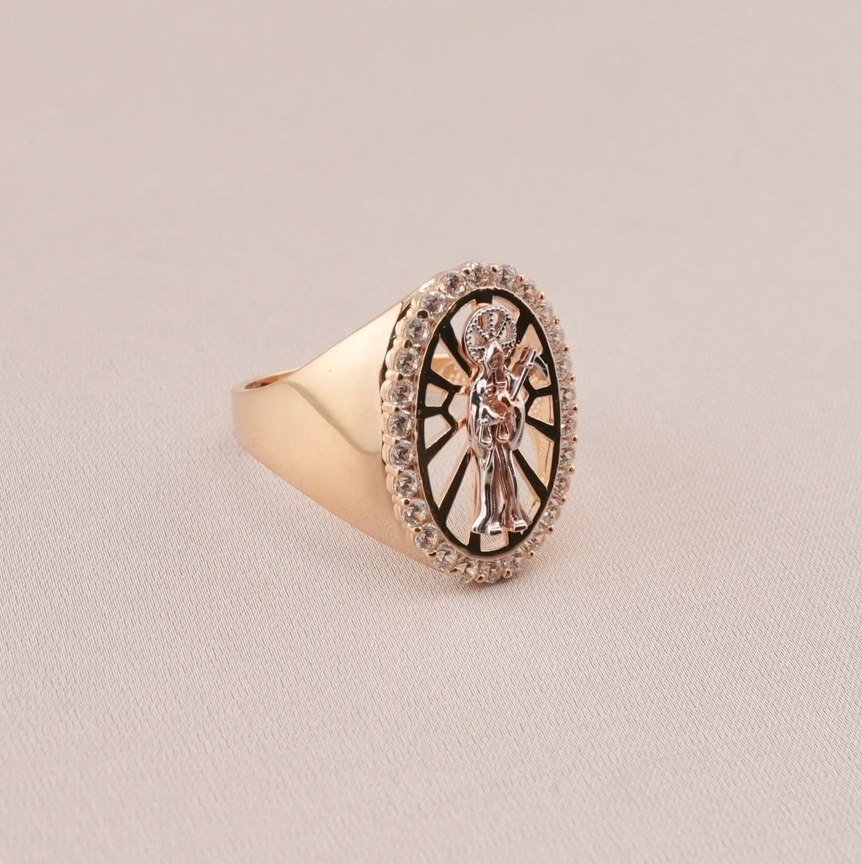 14K Gold Santa Muerte Men's Ring