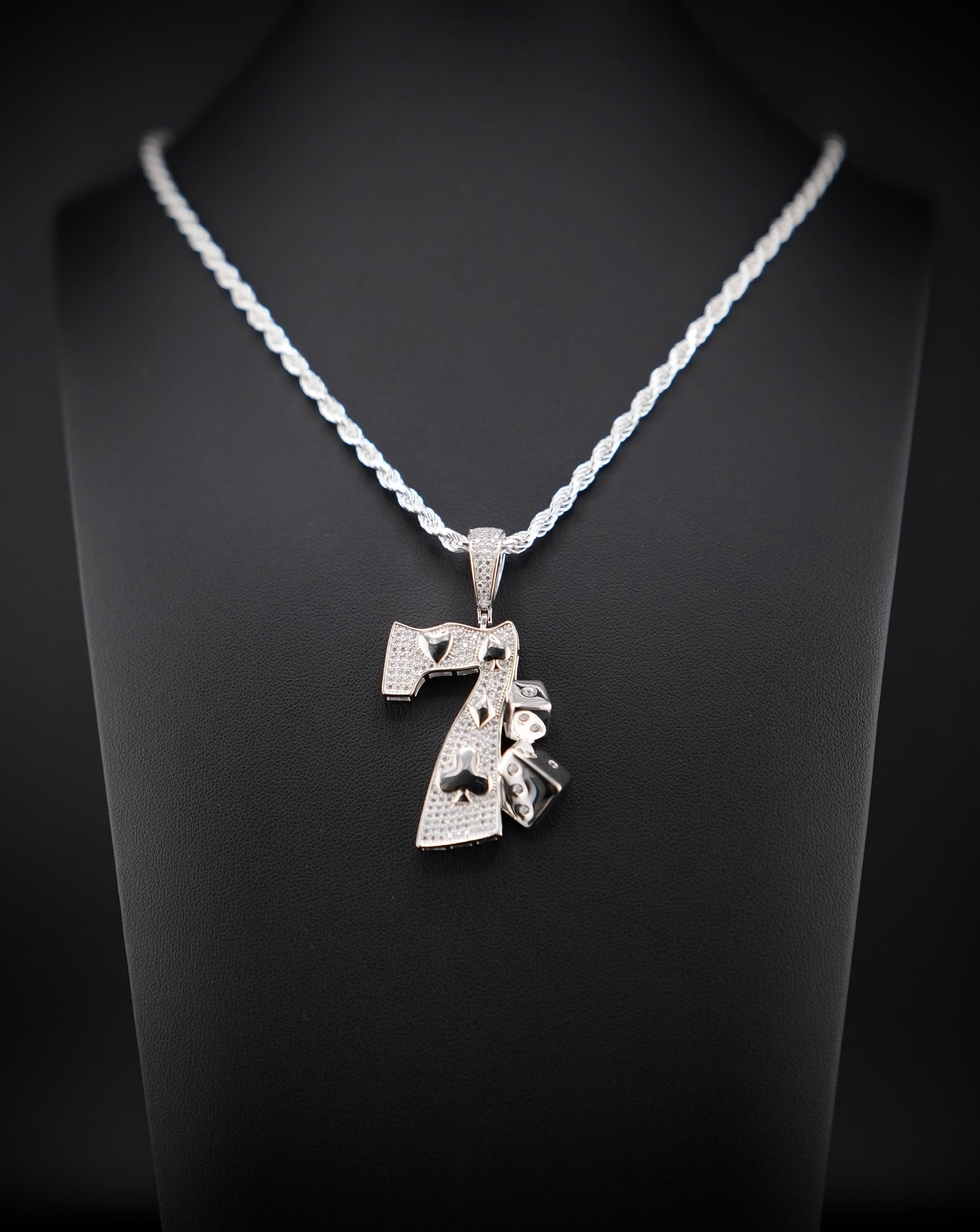 Silver 925 Lucky 7 Pendant or Chain Set