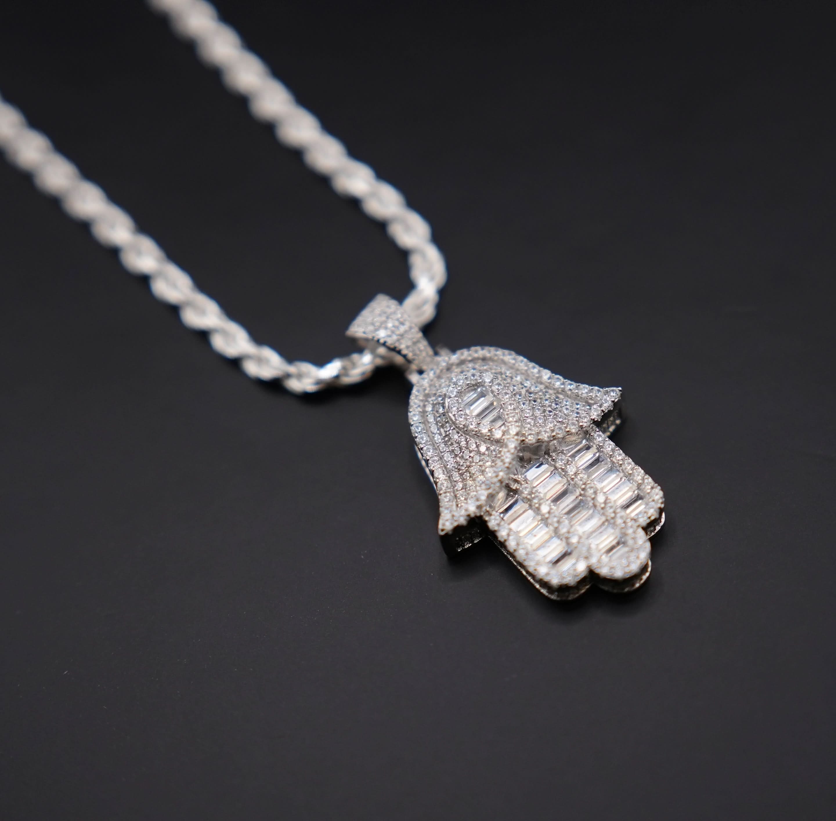 Silver 925  Hamsa Pendant or Chain Set