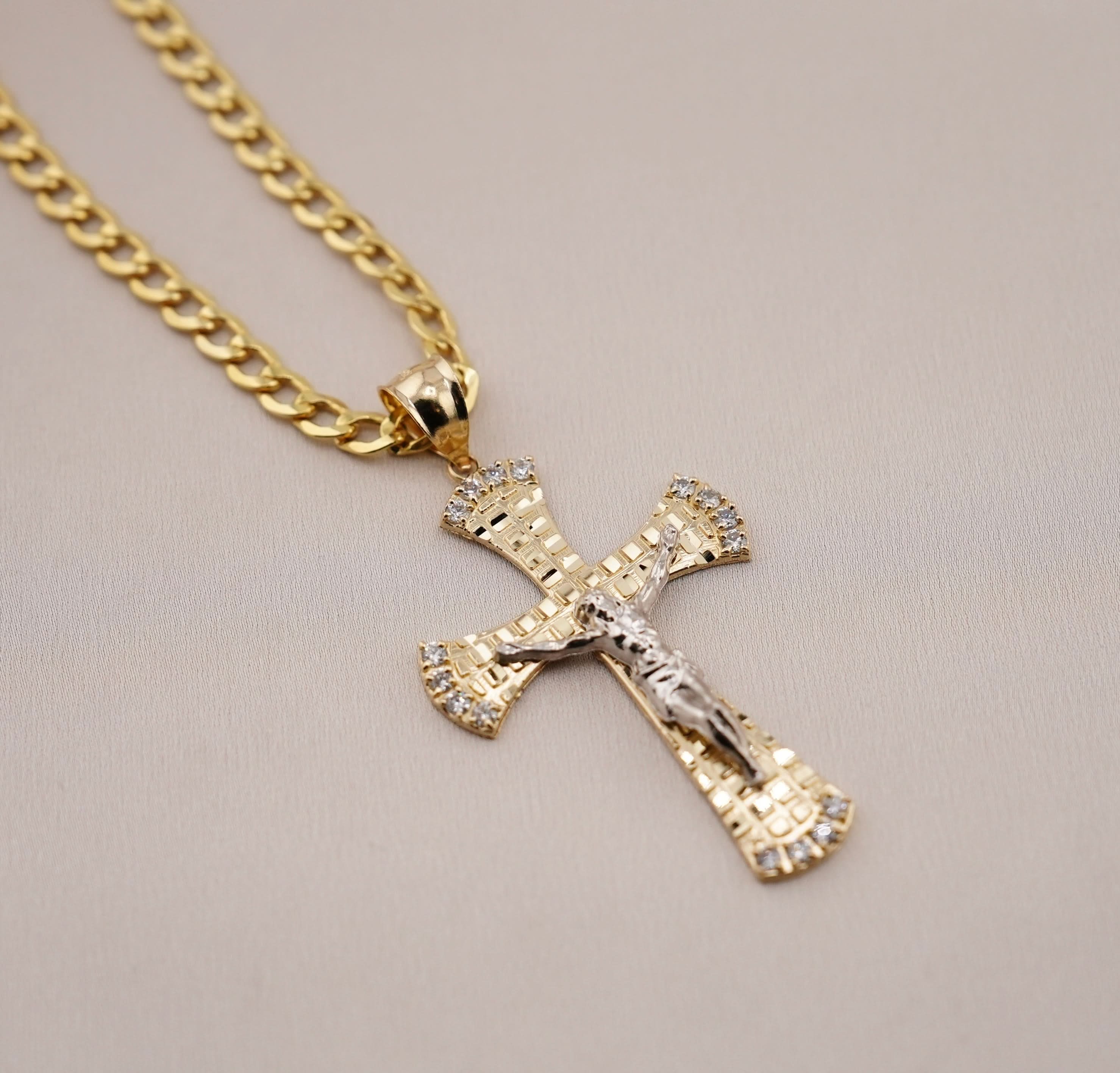 Cross Chain Rupa 14k Gold Men's Cross Chain Sets