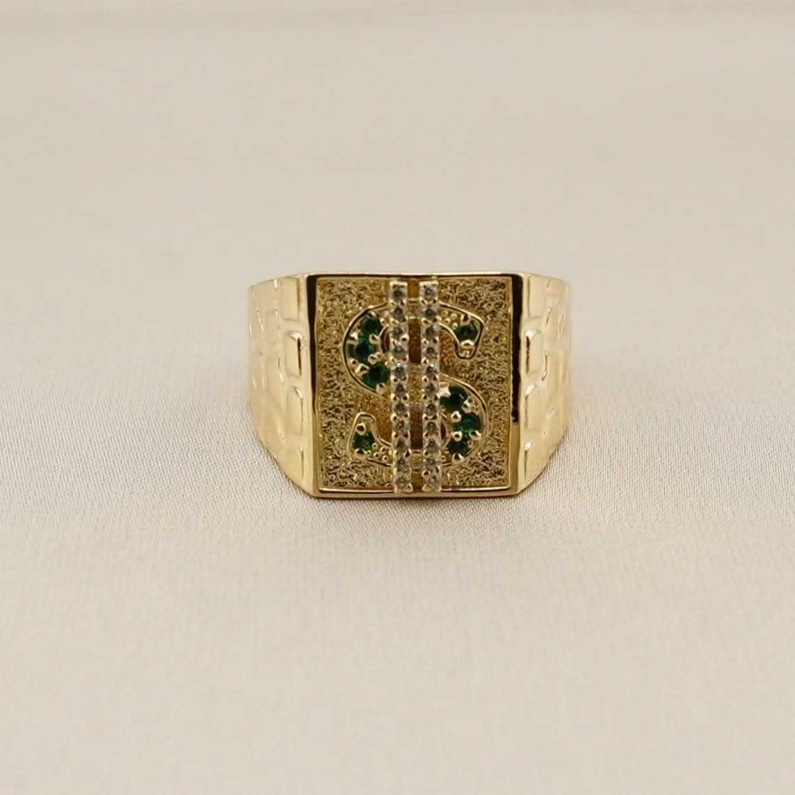 14k Gold Money Sign Ring