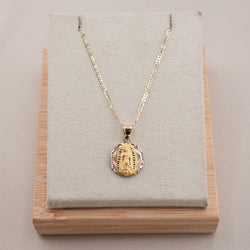 14k Gold Doubled Virgencita/Jesus Chain Set