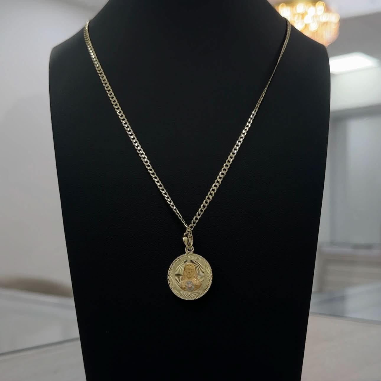 14k Gold Double Sided Virgencita Chain Set