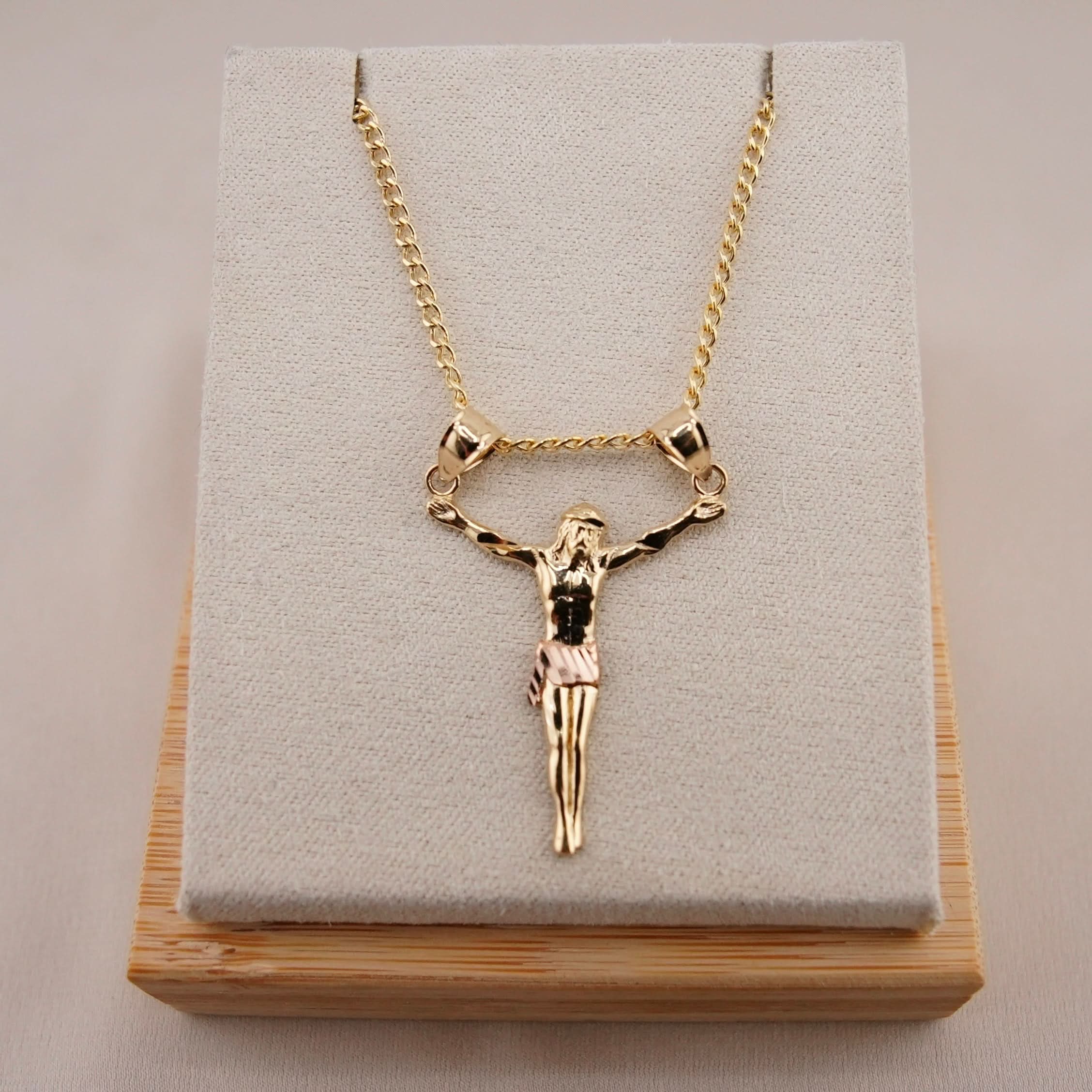 14k Gold Small Jesus Chain Set
