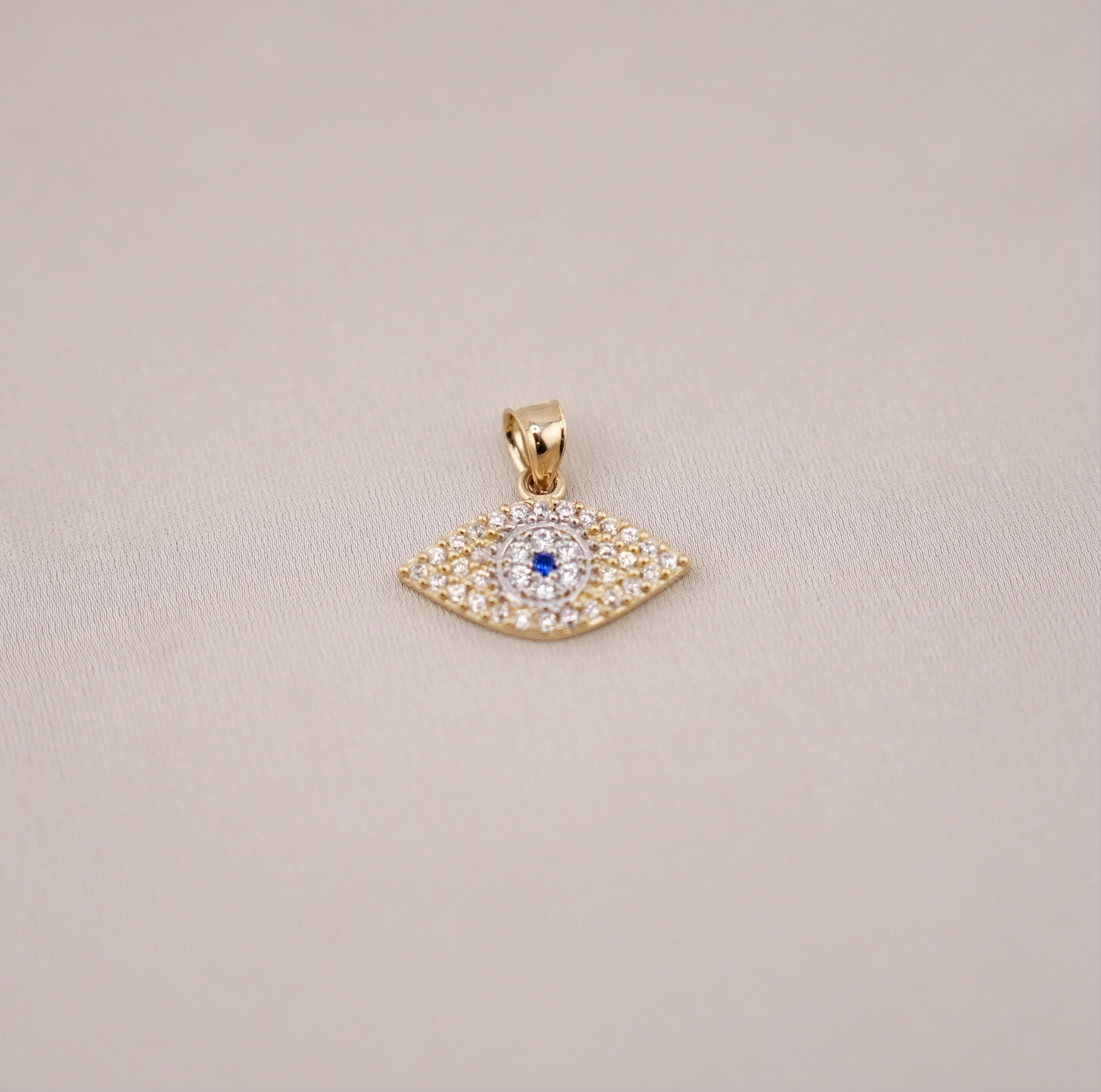 14k Gold Evil Eye Pendant