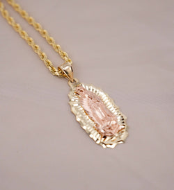 14k Gold Large Virgencita Chain Set