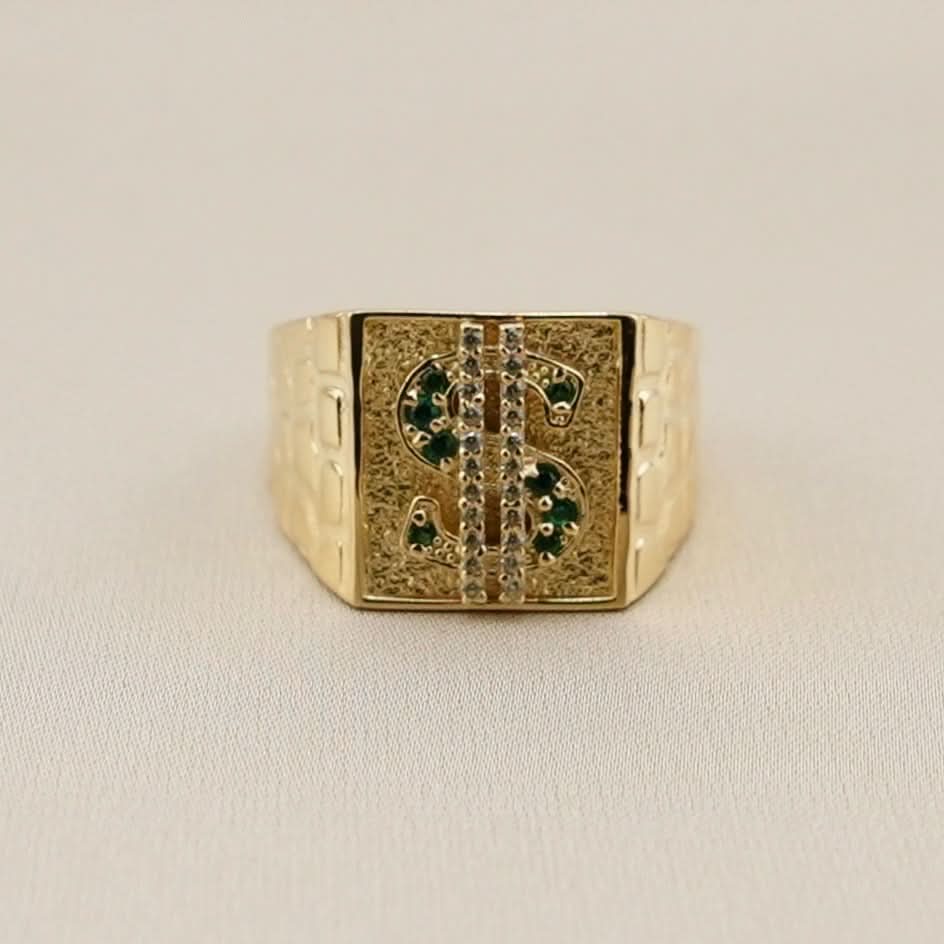 14k Gold Money Sign Ring