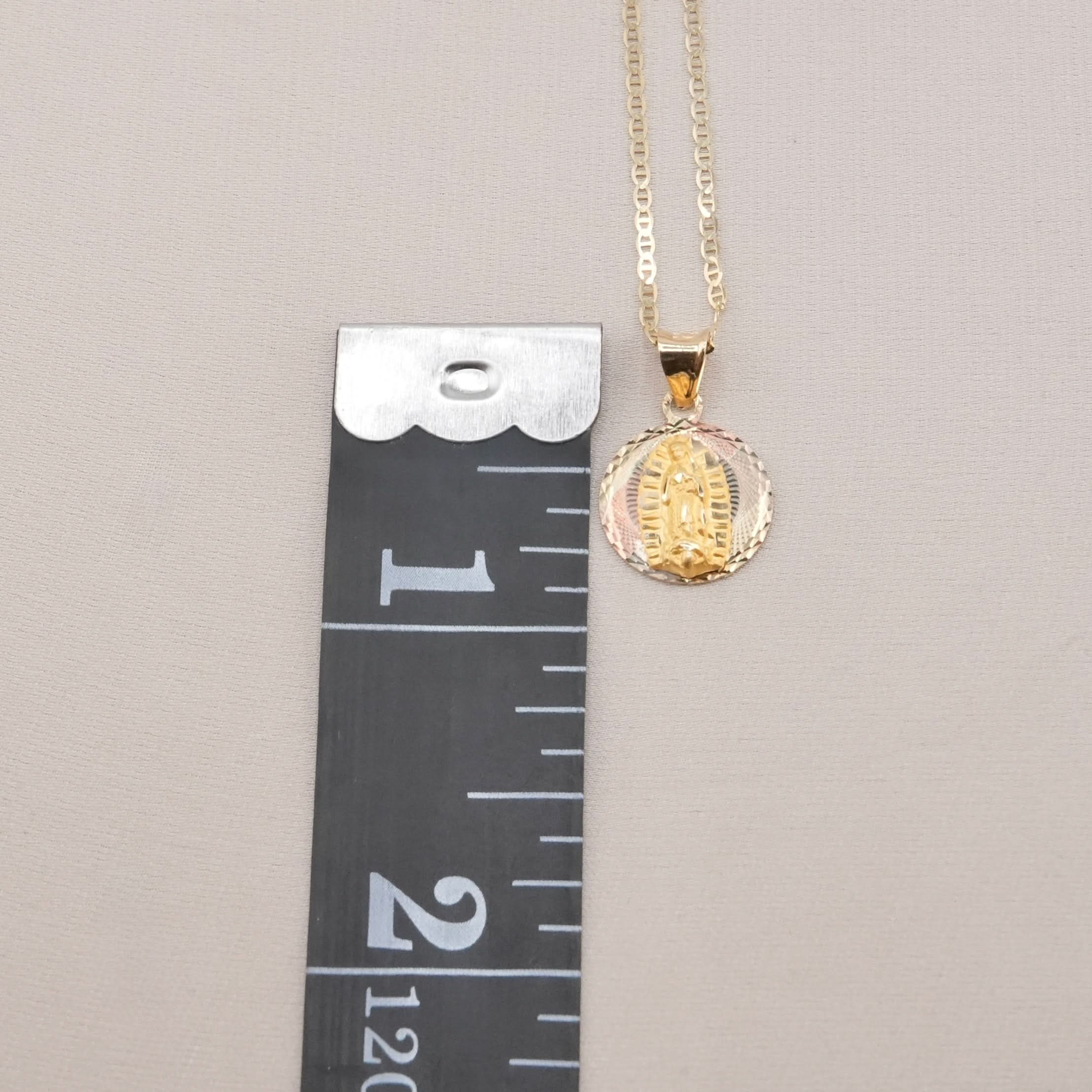 14k Gold 3 Tone Virgencita Chain Set . 087