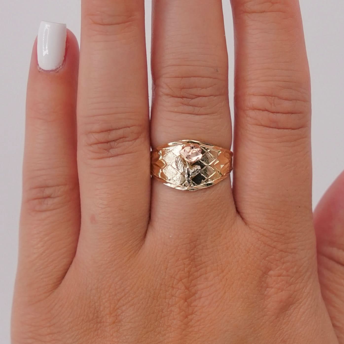 14k Gold Rose Ring . 081