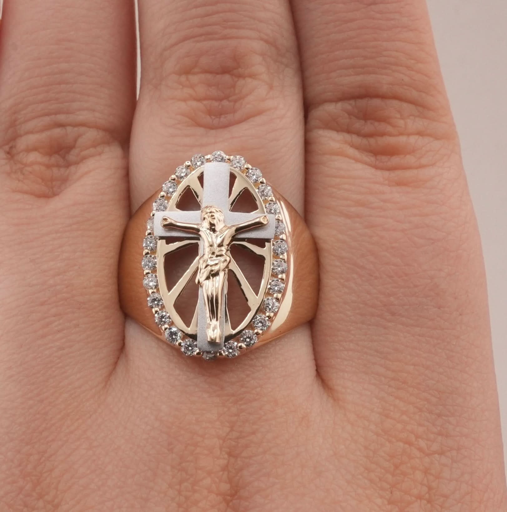 14K Gold Cross Men's Ring