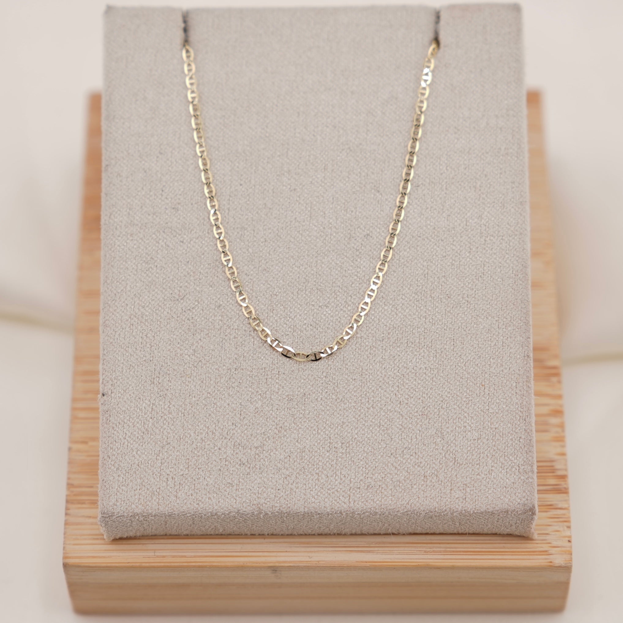 14k Gold Solid Flat Mariner Chain 1.5mm