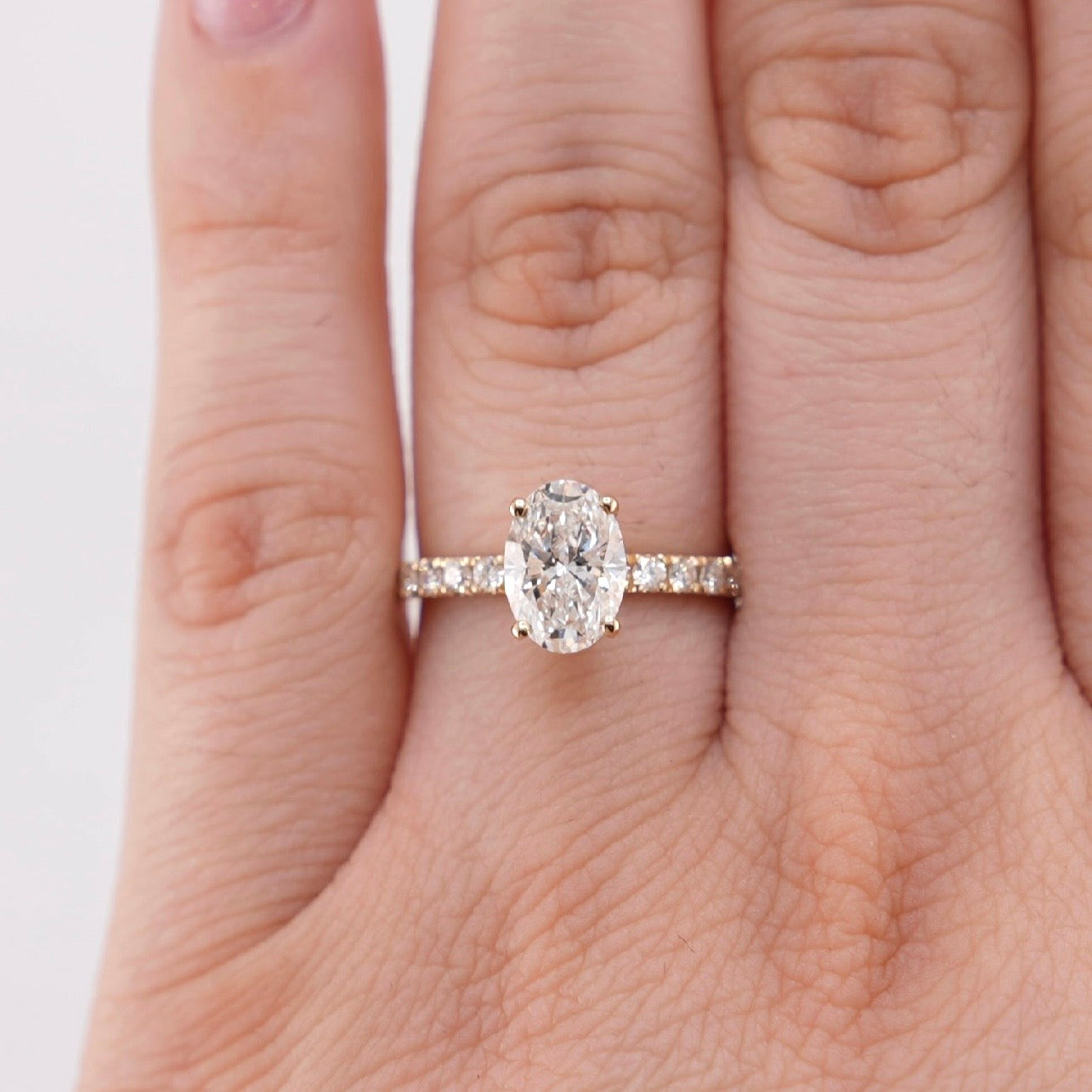 14k Gold Oval Lab Diamond Ring 1.58ct